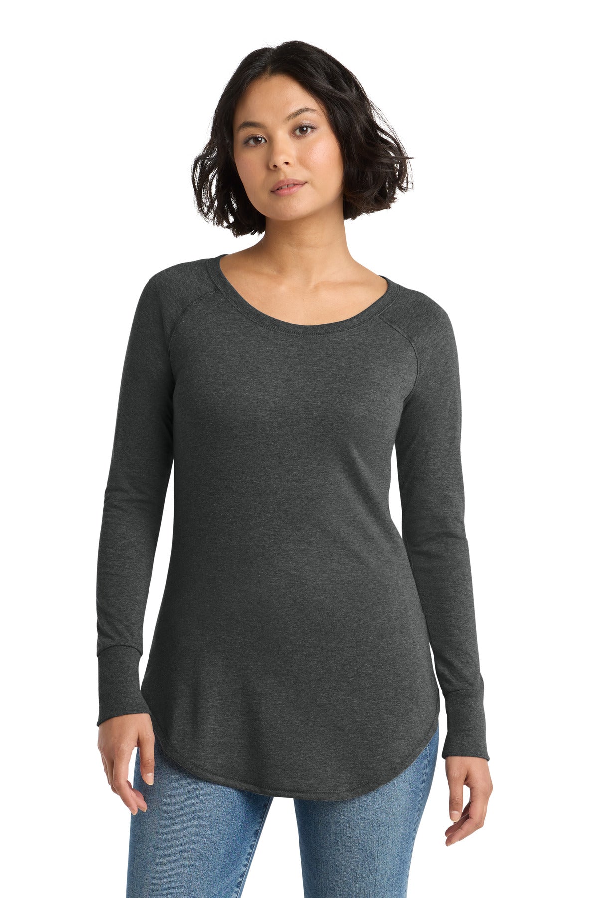 District  Women's Perfect Tri  Long Sleeve Tunic Tee. DT132L - Black Frost