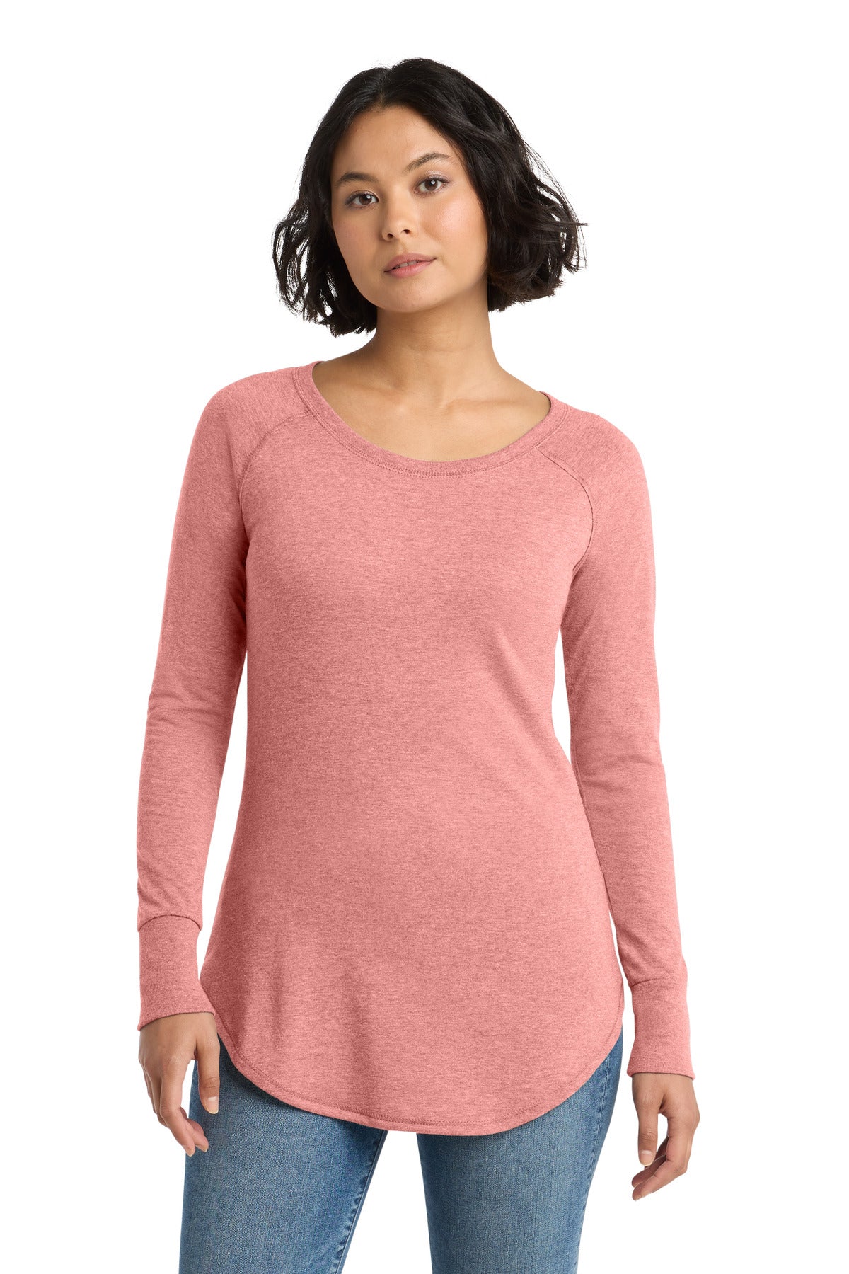 District  Women's Perfect Tri  Long Sleeve Tunic Tee. DT132L - Blush Frost