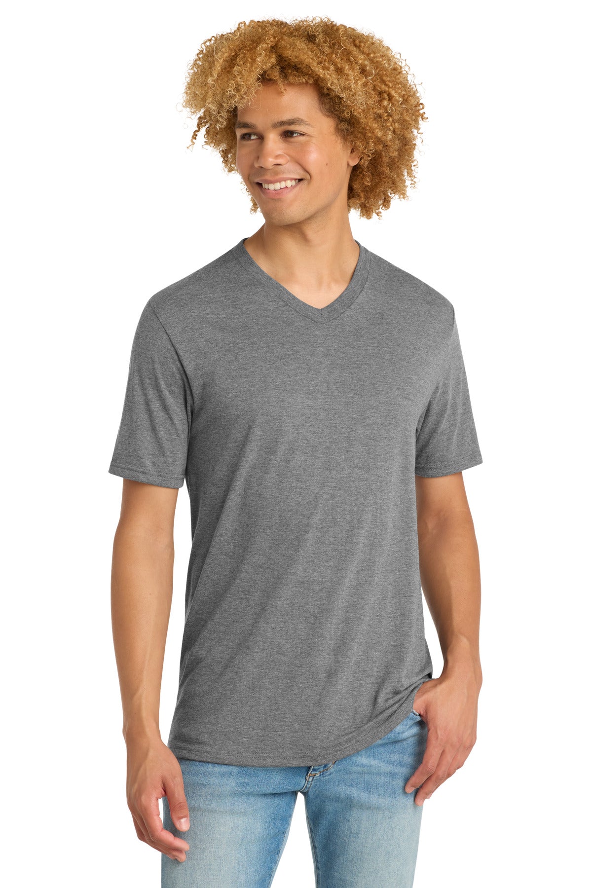 District   Perfect Tri V-Neck Tee. DT1350 - Grey Frost