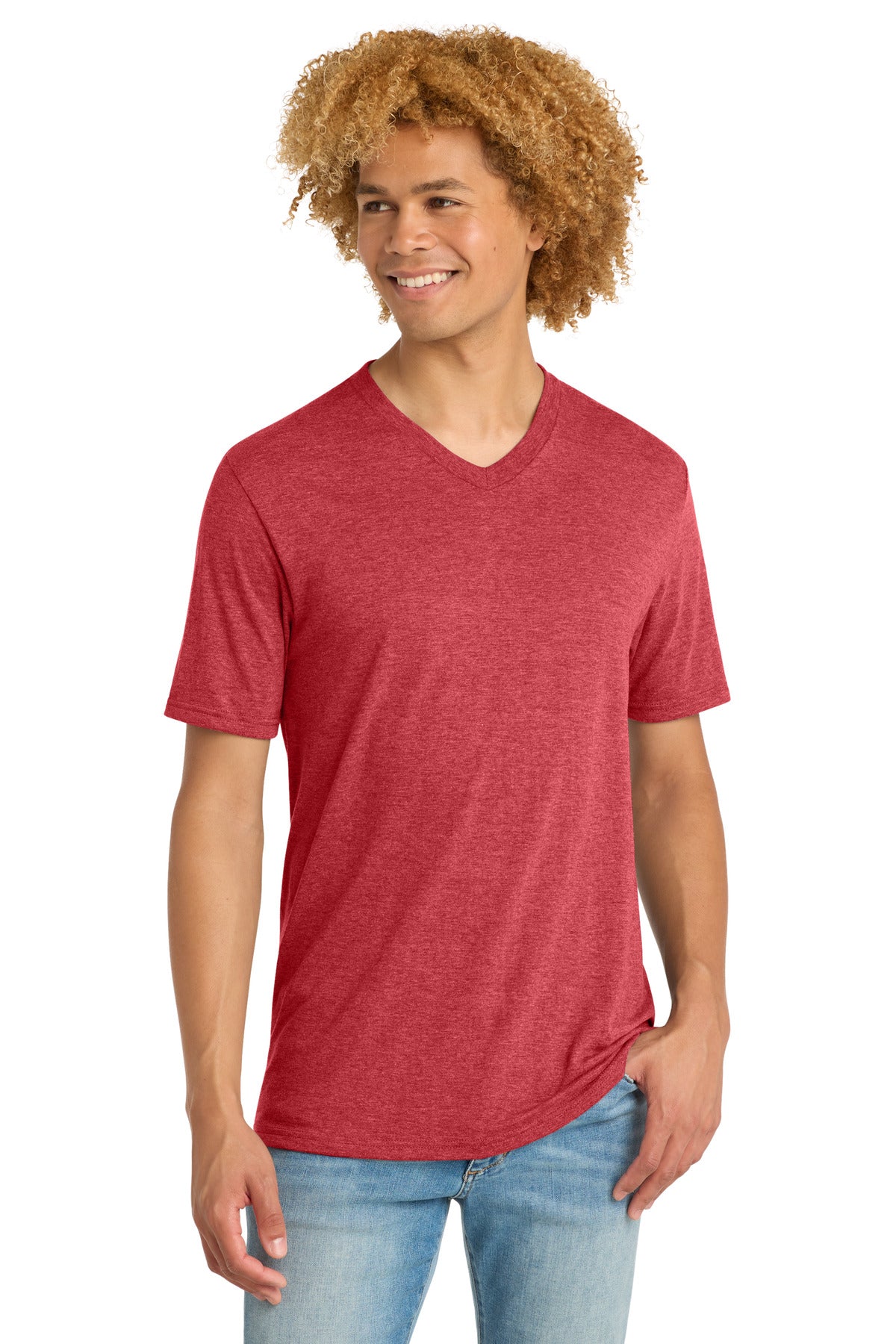 District   Perfect Tri V-Neck Tee. DT1350 - Red Frost
