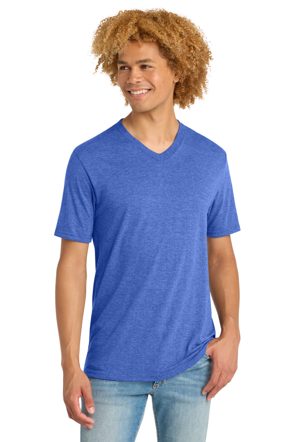 District   Perfect Tri V-Neck Tee. DT1350 - Royal Frost