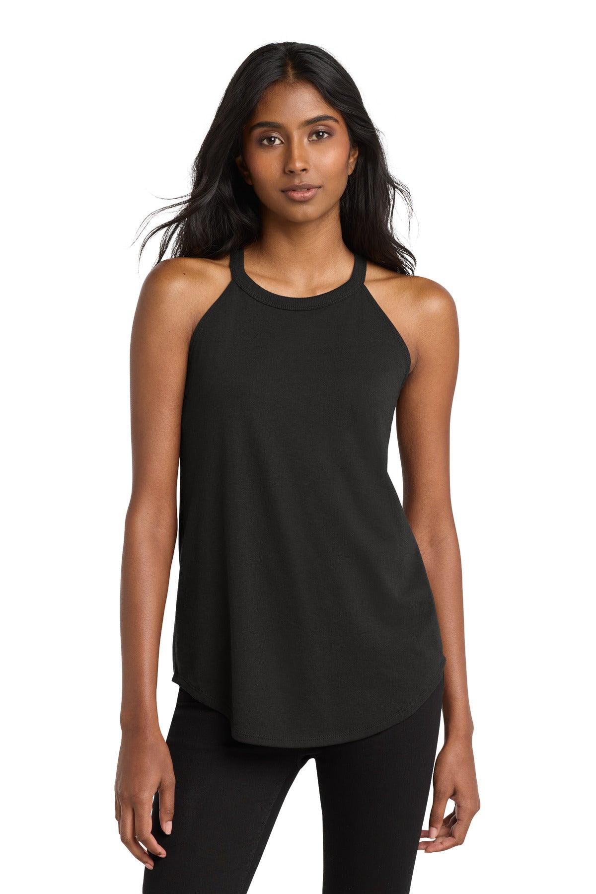 District   Women's Perfect Tri  Rocker Tank. DT137L - Black