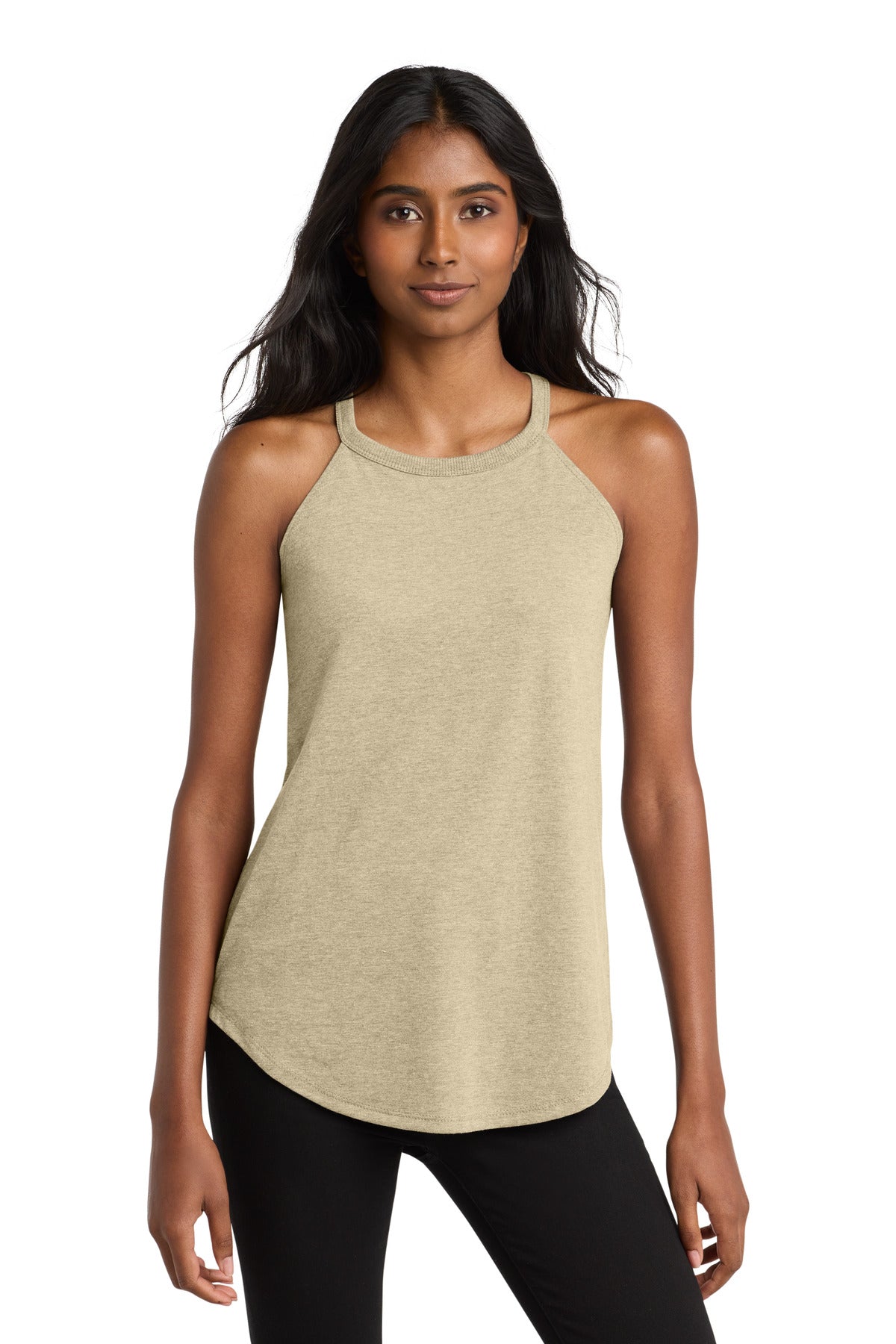 District   Women's Perfect Tri  Rocker Tank. DT137L - Desert Tan Heather