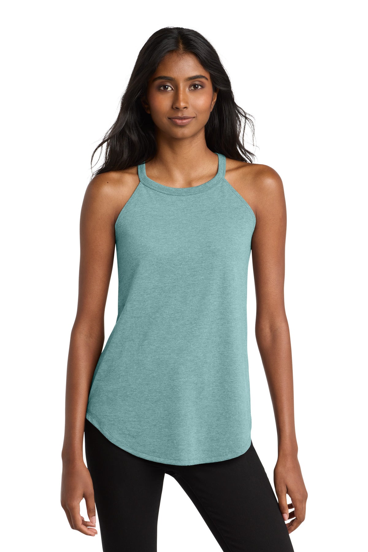 District   Women's Perfect Tri  Rocker Tank. DT137L - Heathered Eucalyptus Blue