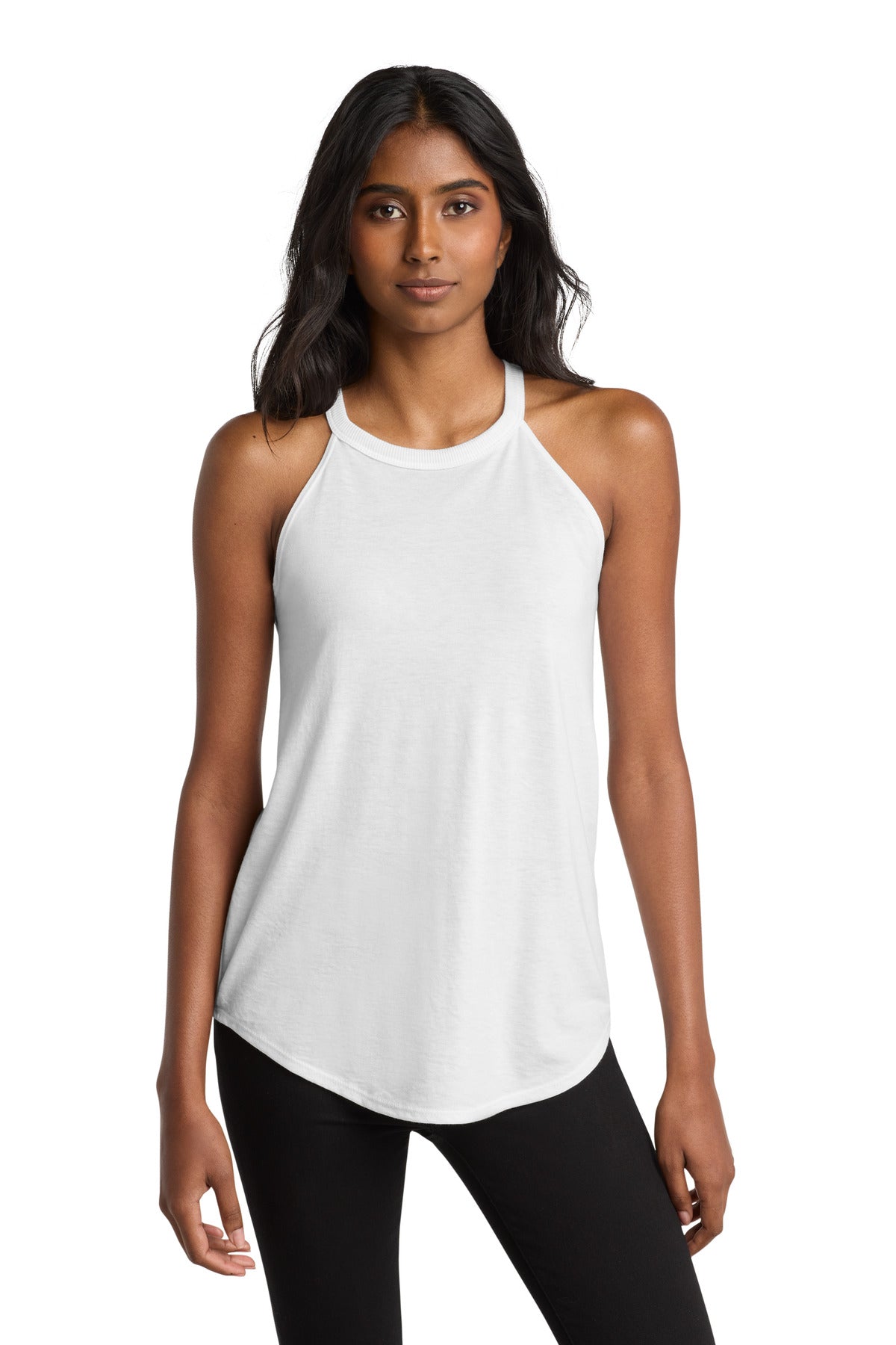 District   Women's Perfect Tri  Rocker Tank. DT137L - White