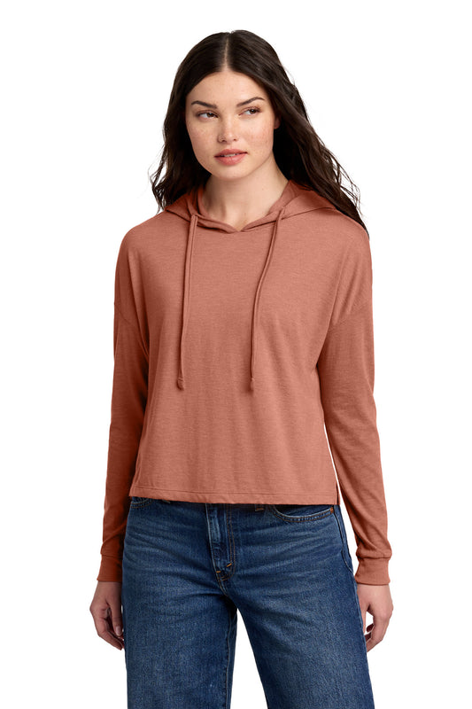 District Women's Perfect Tri Midi Long Sleeve Hoodie DT1390L - Desert Rose Heather