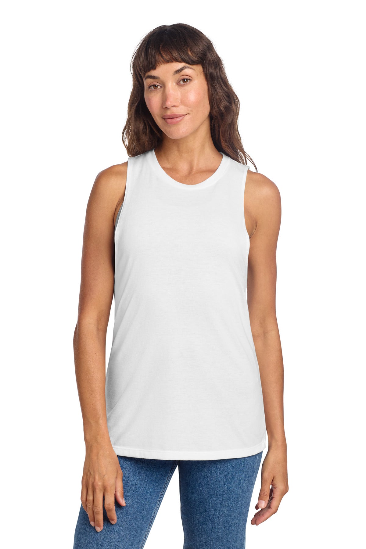 District Women's Perfect Tri Muscle Tank DT153 - White