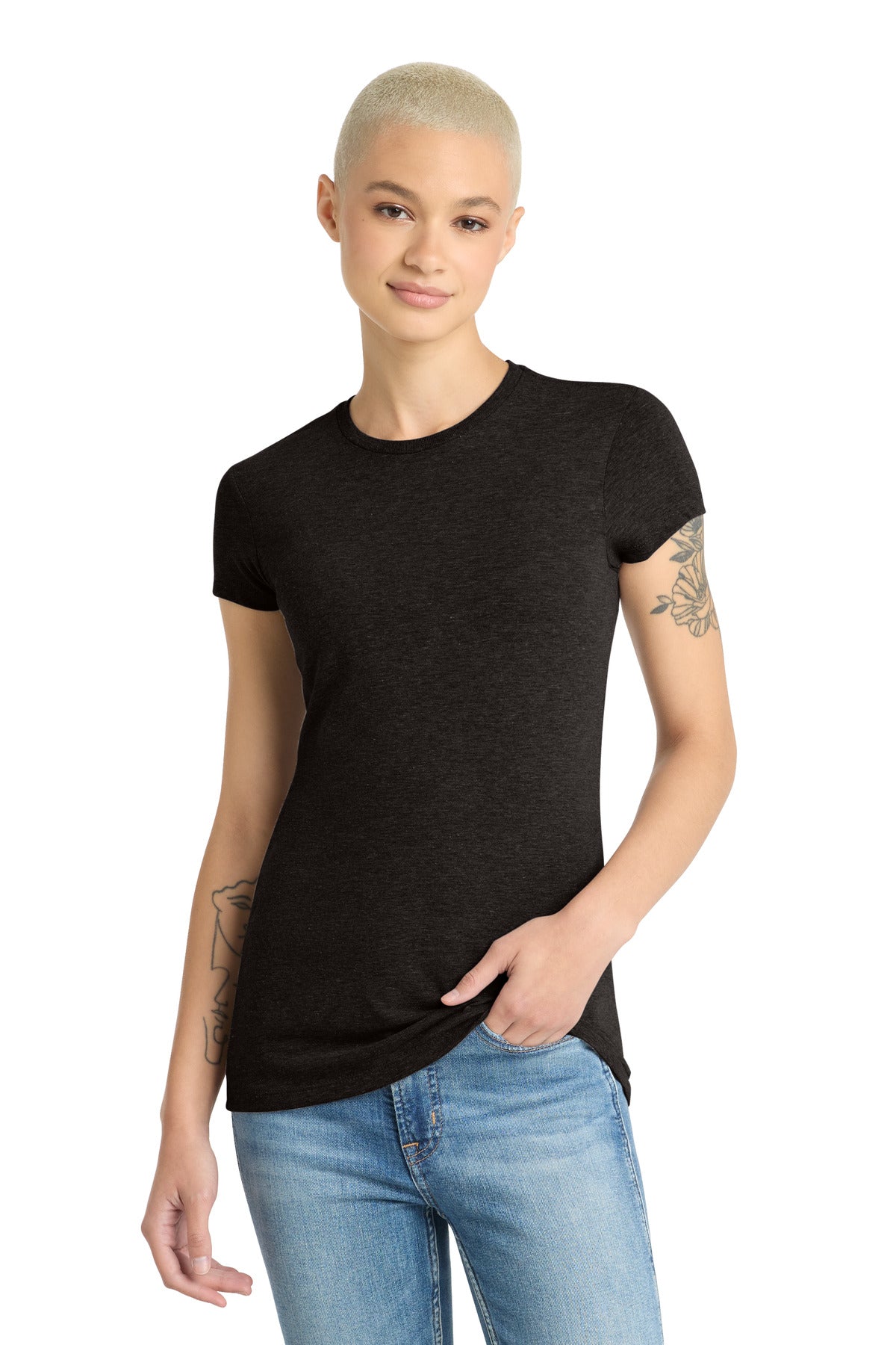 District  Women's Fitted Perfect Tri  Tee. DT155 - Black Frost