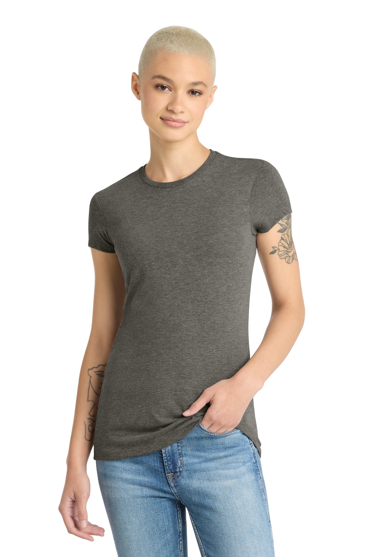 District  Women's Fitted Perfect Tri  Tee. DT155 - Grey Frost