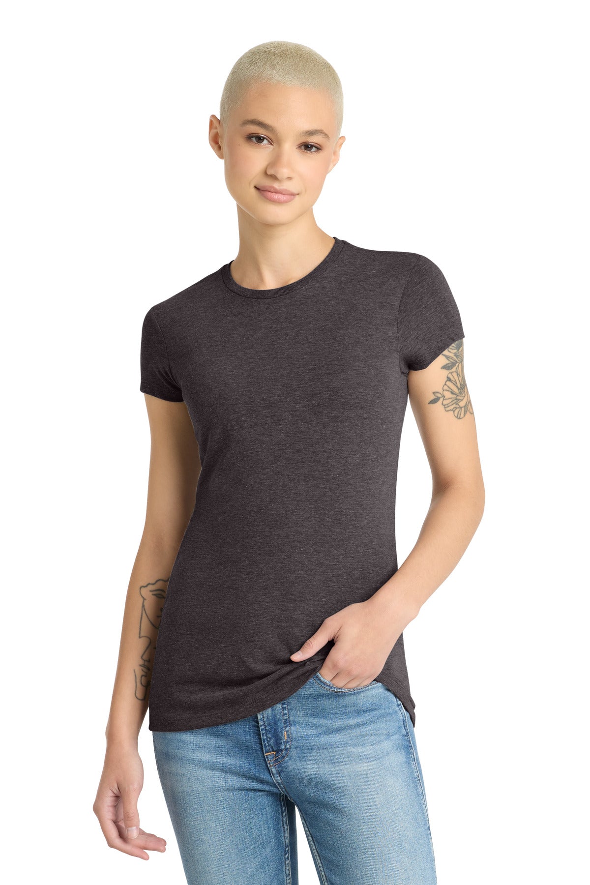 District  Women's Fitted Perfect Tri  Tee. DT155 - Heathered Charcoal