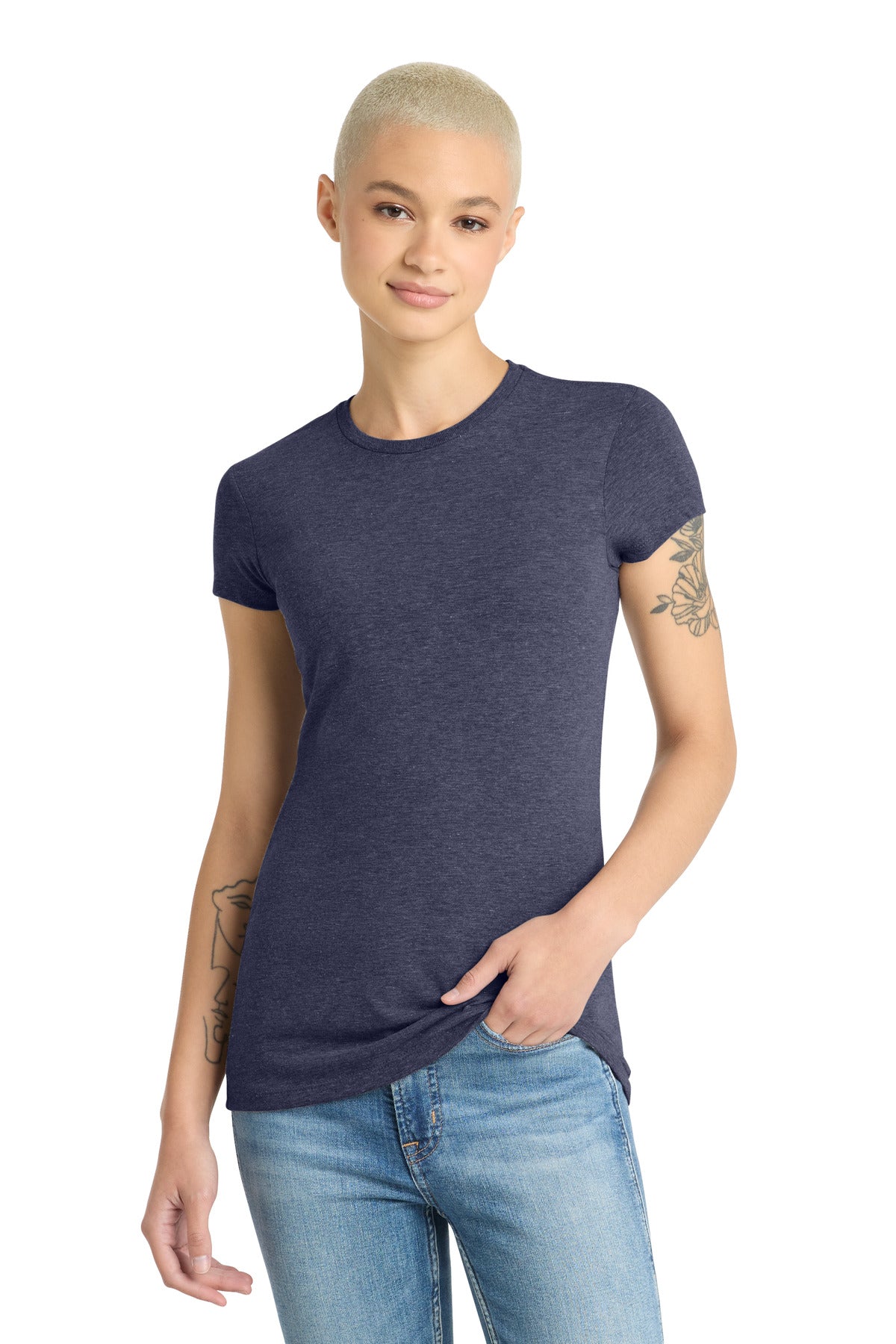 District  Women's Fitted Perfect Tri  Tee. DT155 - Navy Frost