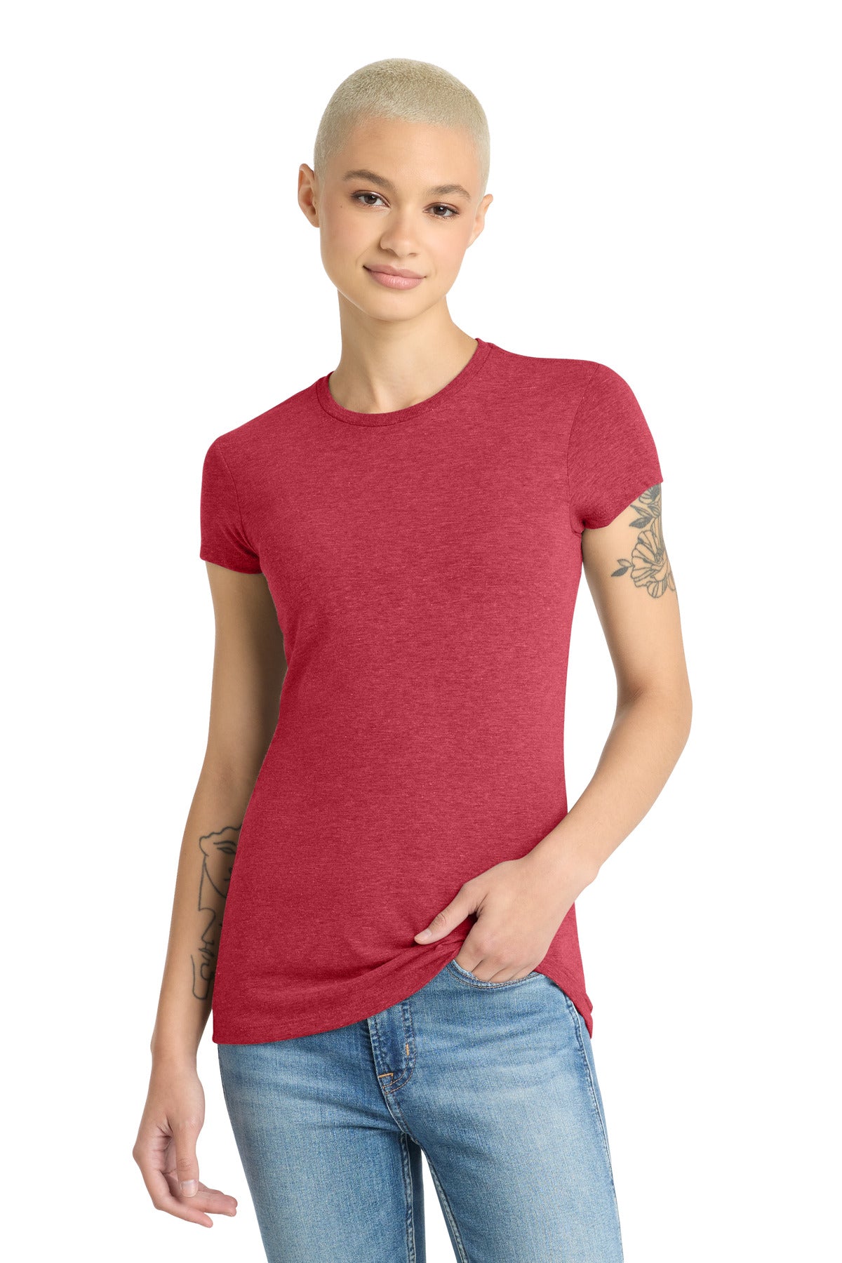 District  Women's Fitted Perfect Tri  Tee. DT155 - Red Frost
