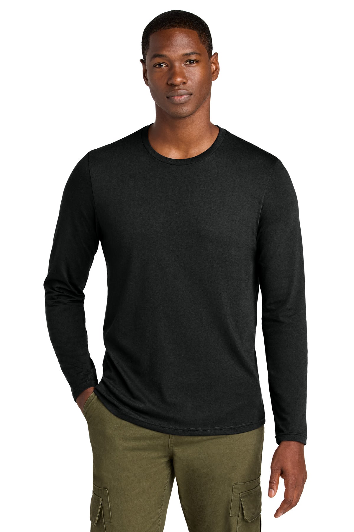District Perfect Weight CVC Long Sleeve Tee DT185 - Jet Black