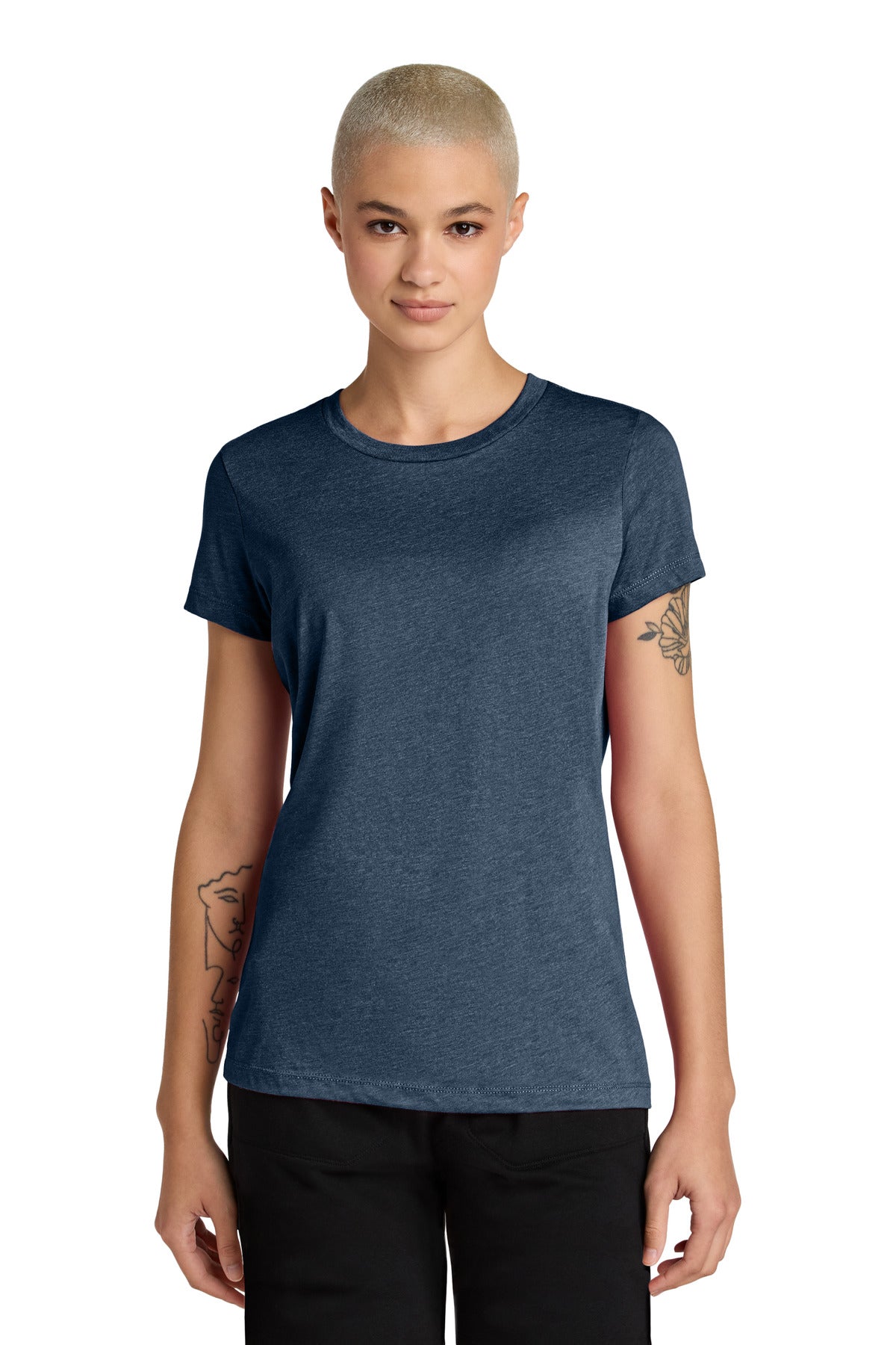 District Women's Perfect Weight CVC Tee DT188 - Heathered Navy