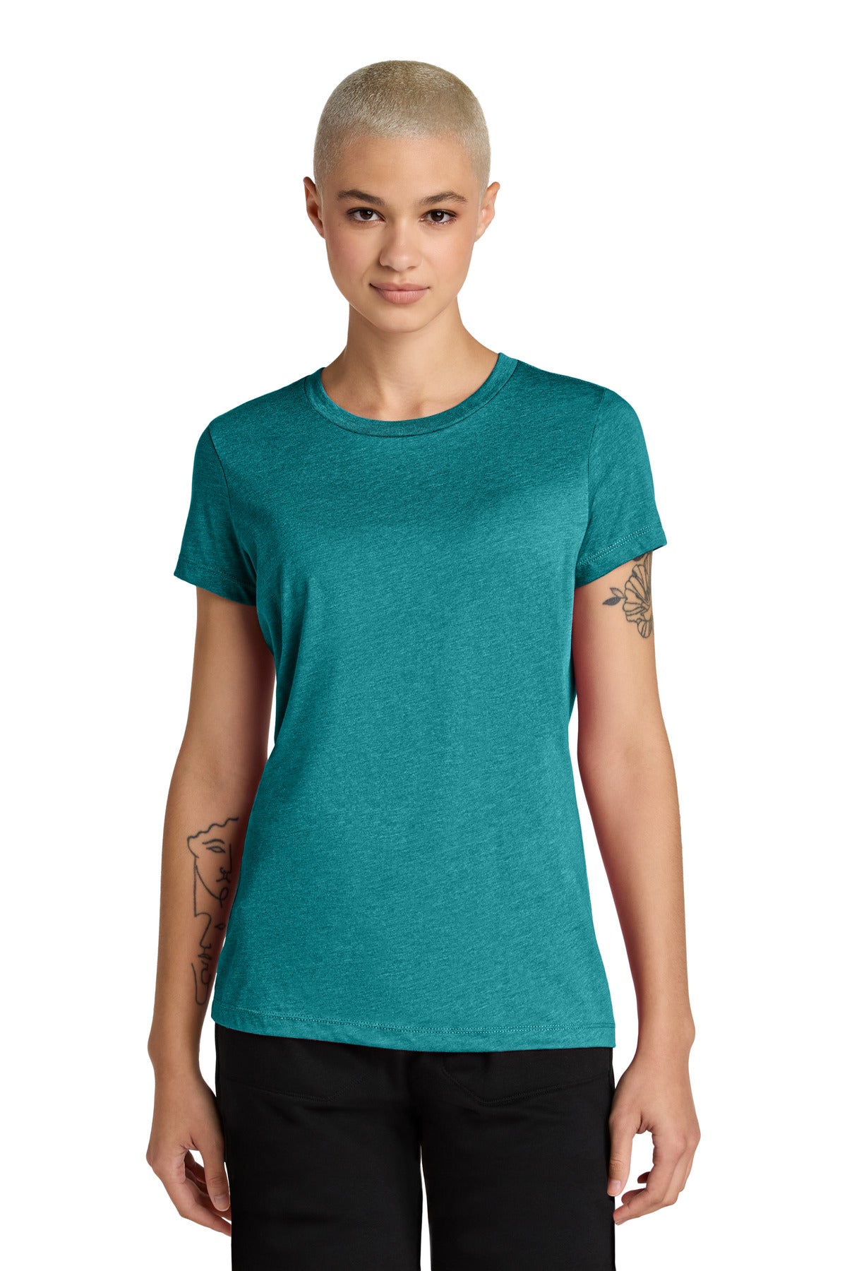 District Women's Perfect Weight CVC Tee DT188 - Heathered Teal