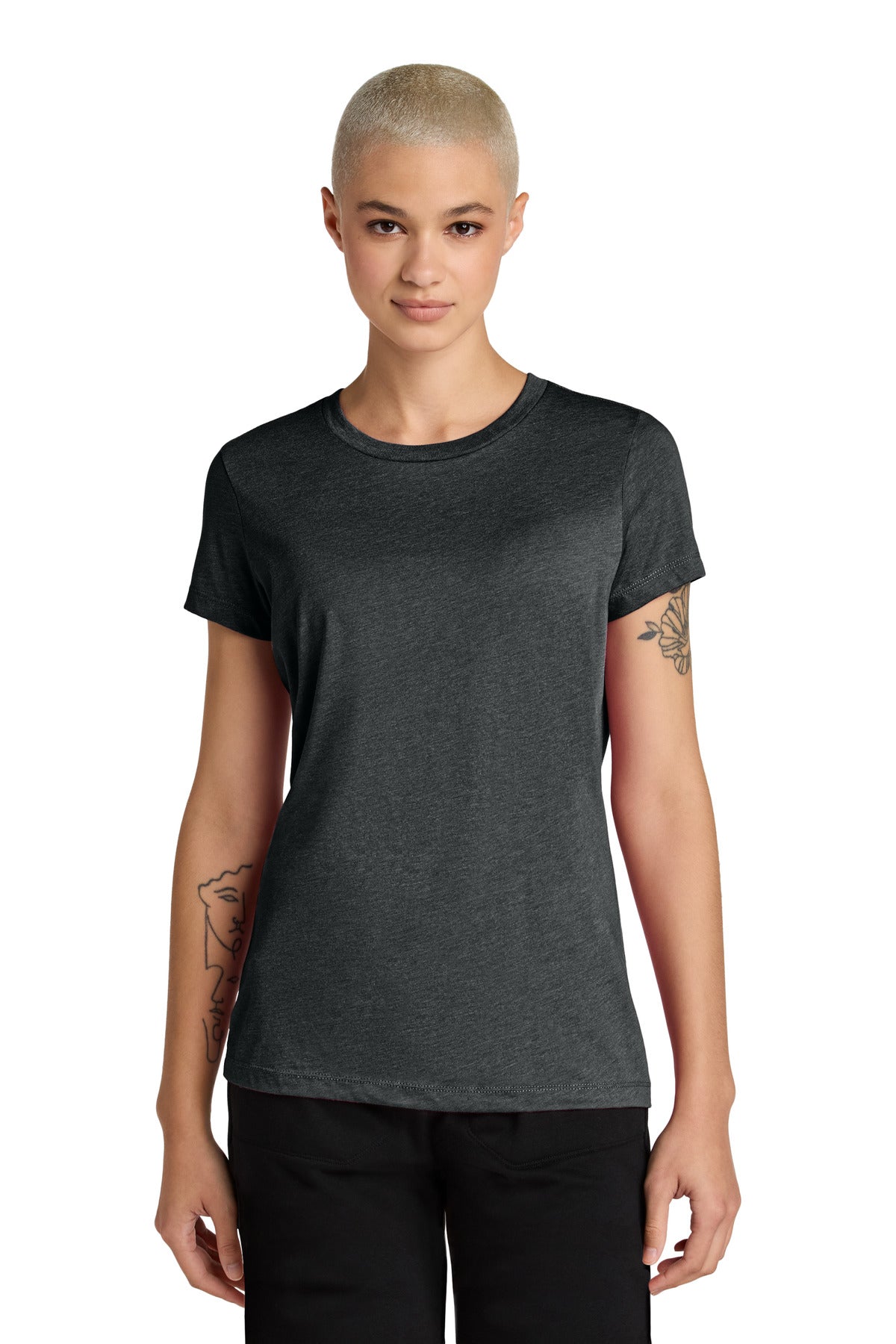 District Women's Perfect Weight CVC Tee DT188 - Jet Black Heather