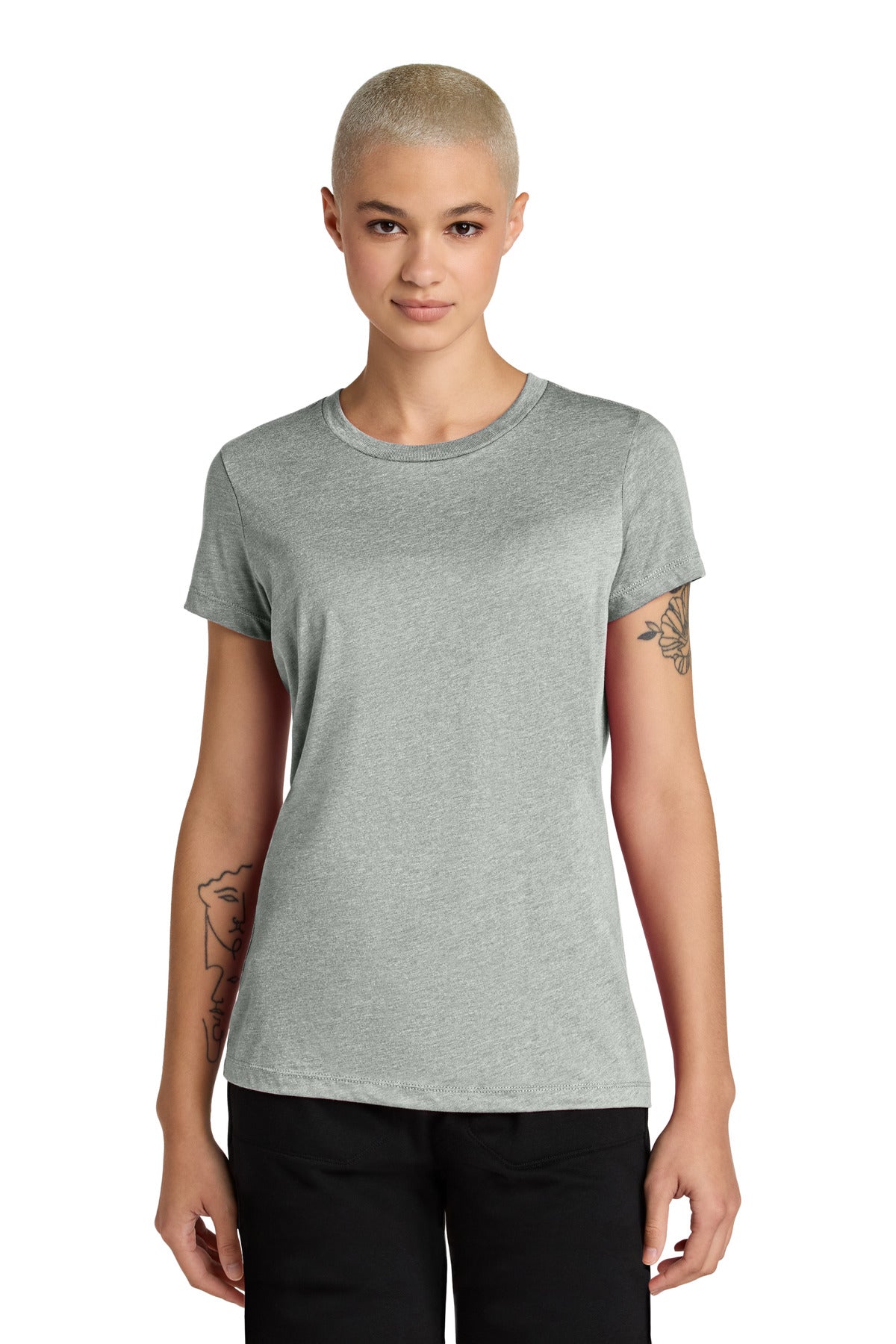 District Women's Perfect Weight CVC Tee DT188 - Light Heather Grey