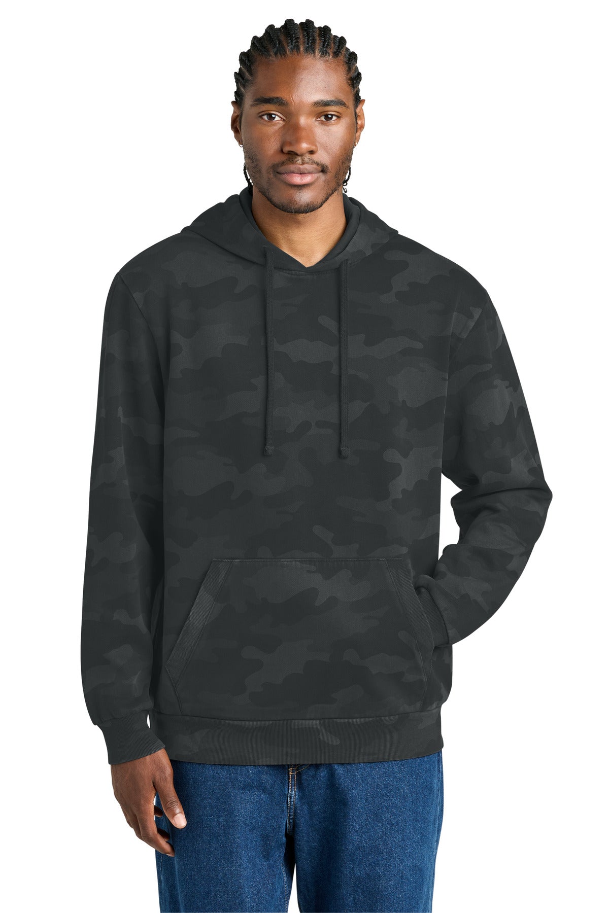 District Wash Camo Fleece Hoodie DT2200C - Black