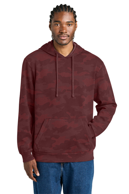 District Wash Camo Fleece Hoodie DT2200C - Bordeaux