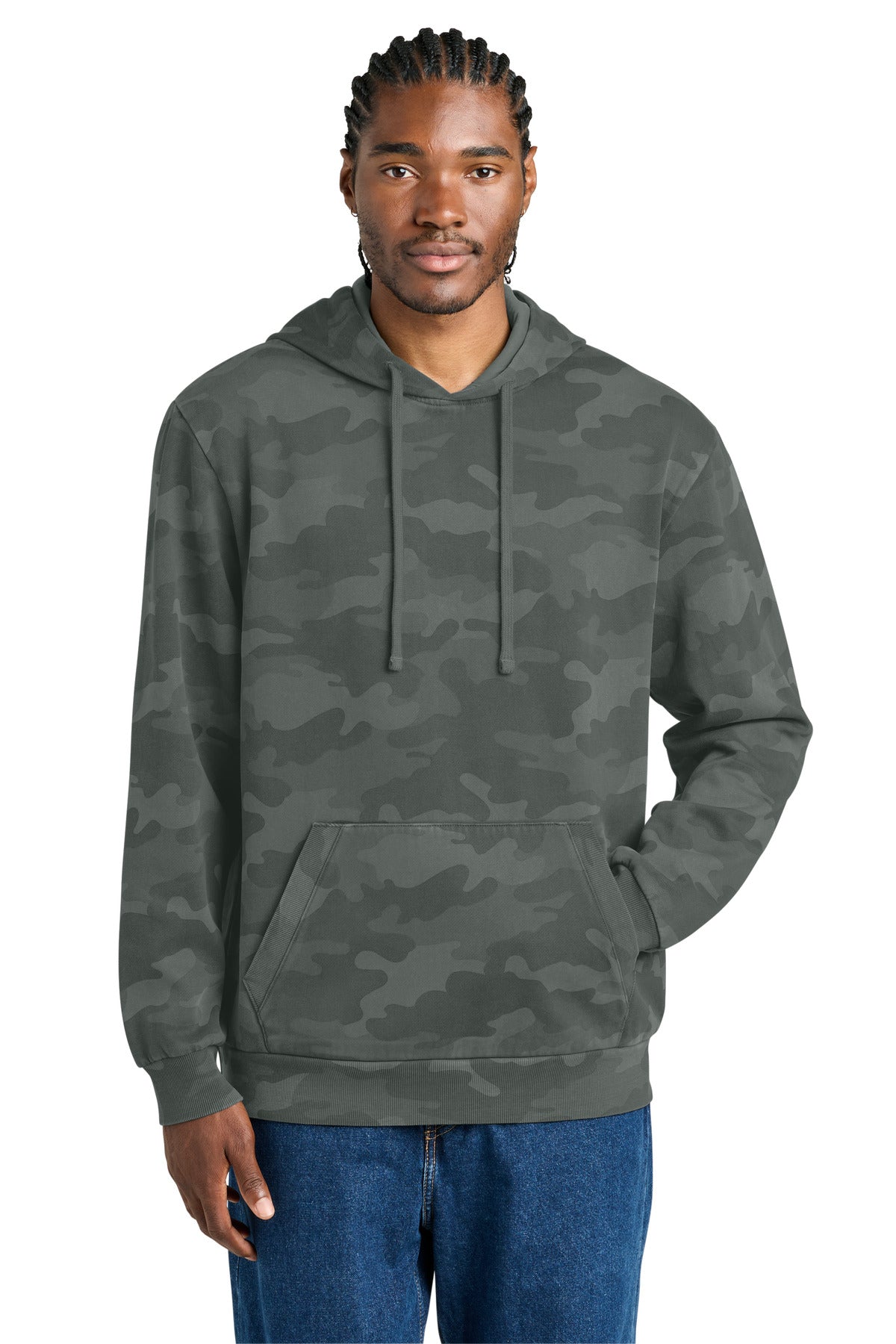 District Wash Camo Fleece Hoodie DT2200C - Graphite