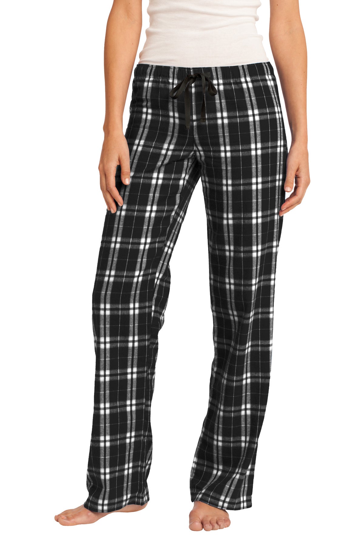 District Women's Flannel Plaid Pant. DT2800 - Black