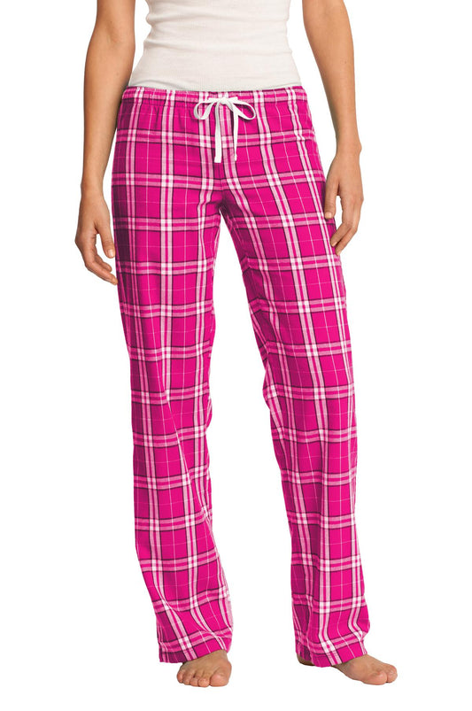 District Women's Flannel Plaid Pant. DT2800 - Dark Fuchsia