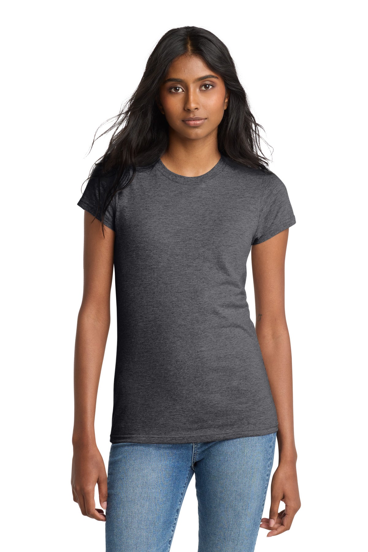 District Women's Fitted The Concert Tee DT5001 - Heathered Charcoal