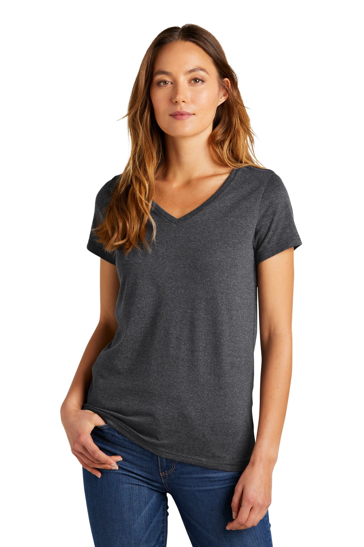 District Women's The Concert Tee V-Neck DT5002 - Heathered Charcoal