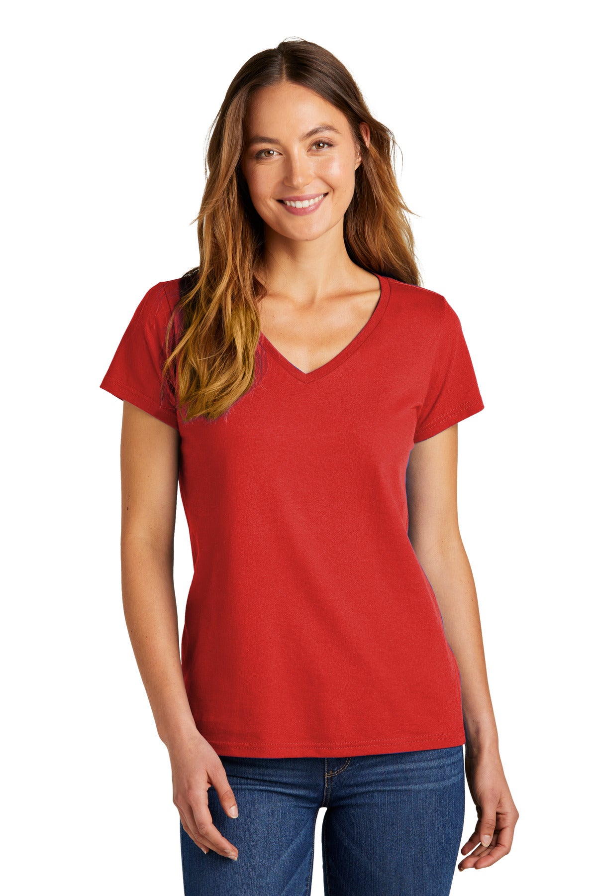 District Women's The Concert Tee V-Neck DT5002 - New Red