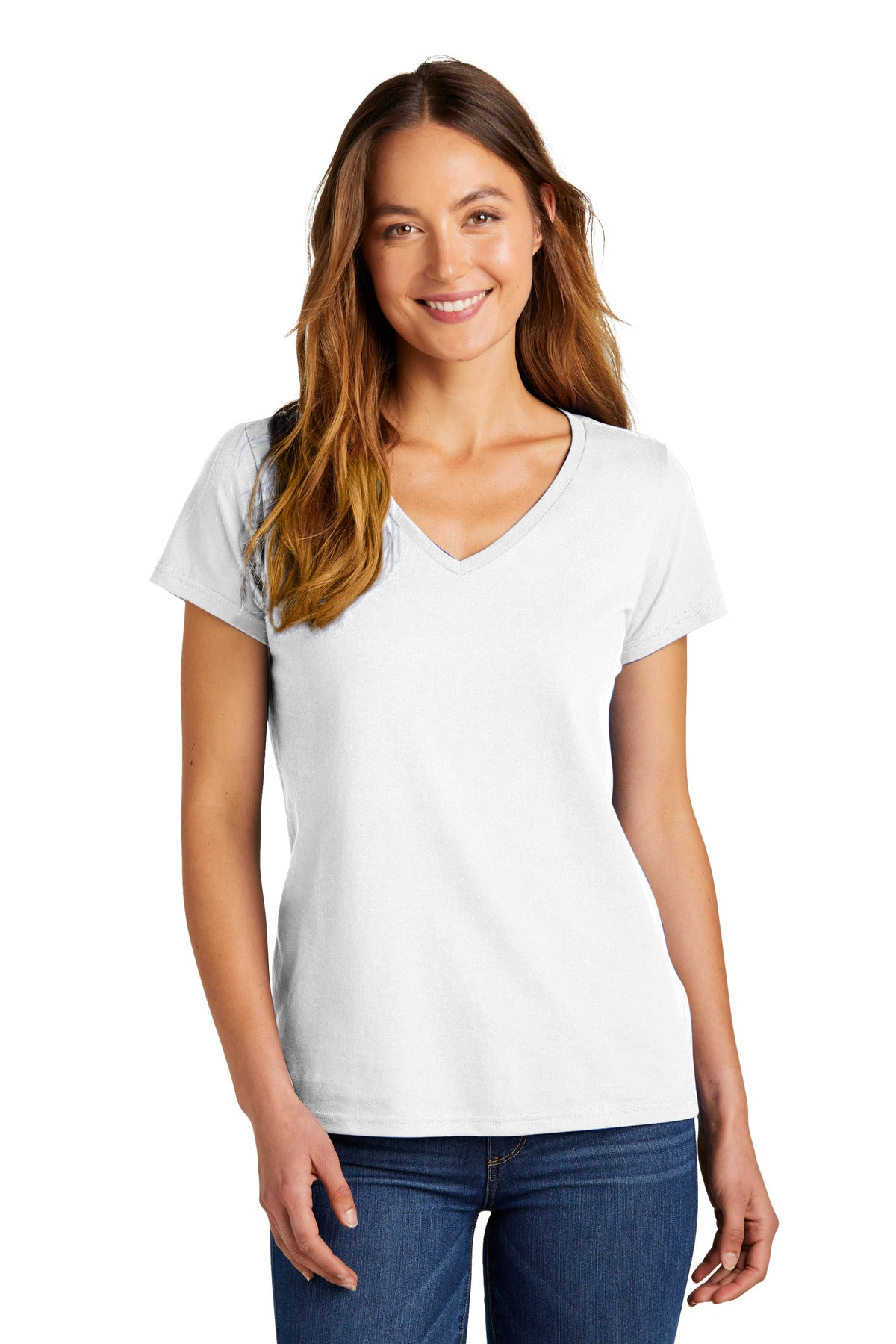 District Women's The Concert Tee V-Neck DT5002 - White