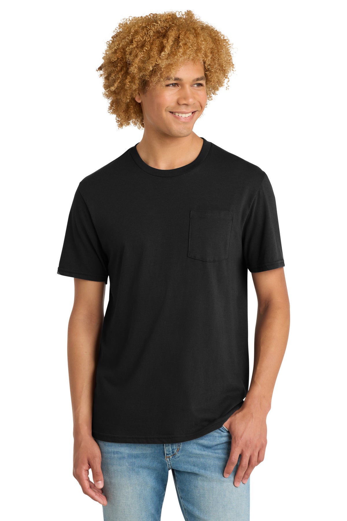 District Very Important Tee with Pocket. DT6000P - Black