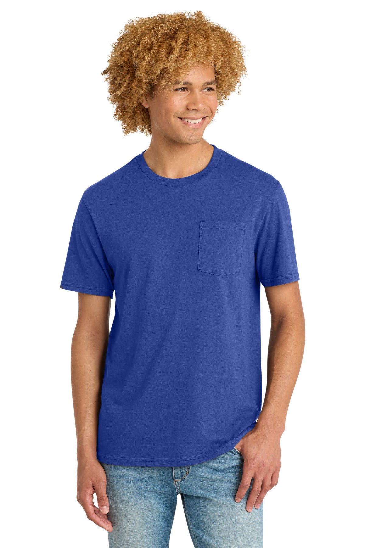 District Very Important Tee with Pocket. DT6000P - Deep Royal