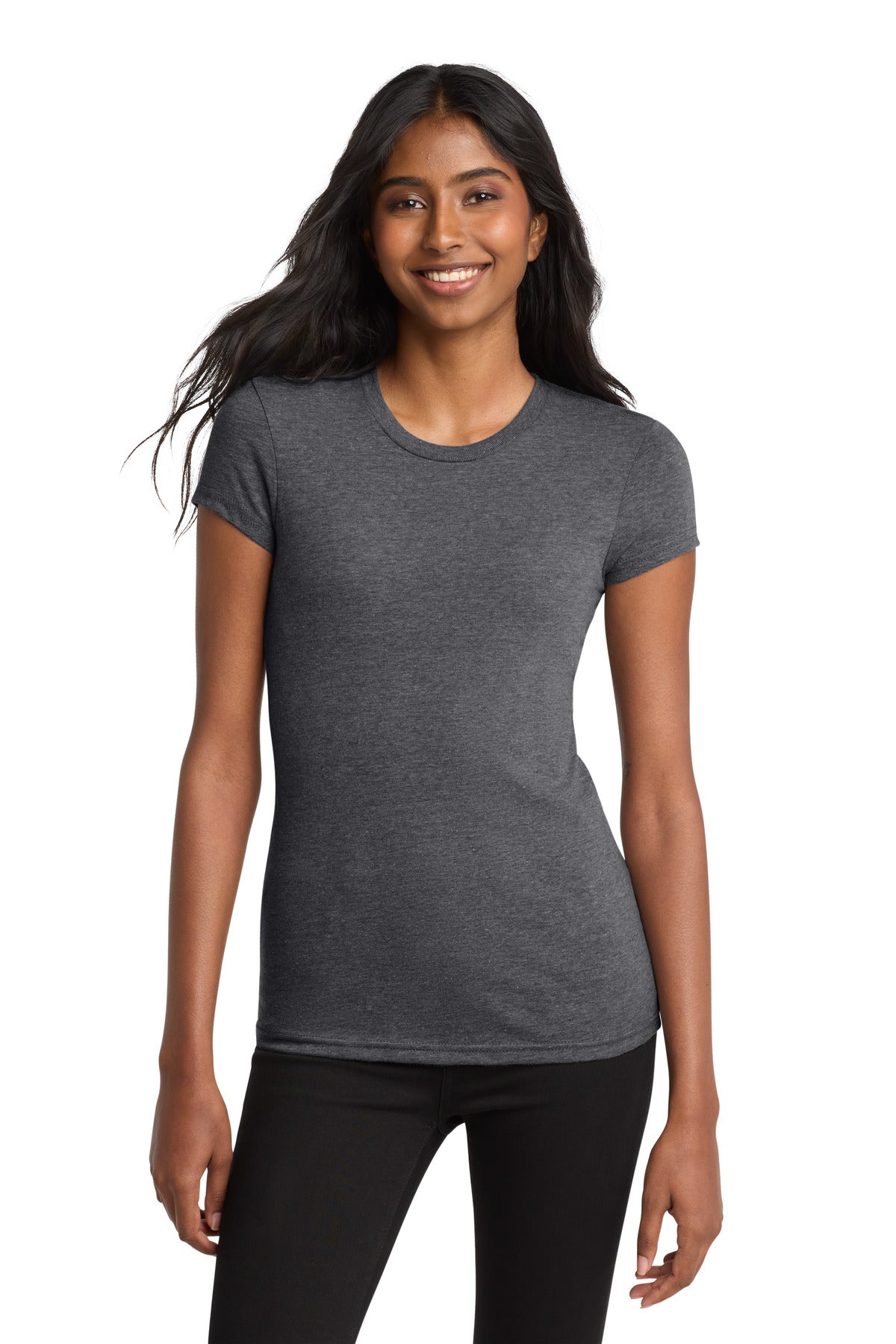 District Women's Fitted Very Important Tee. DT6001 - Heathered Charcoal