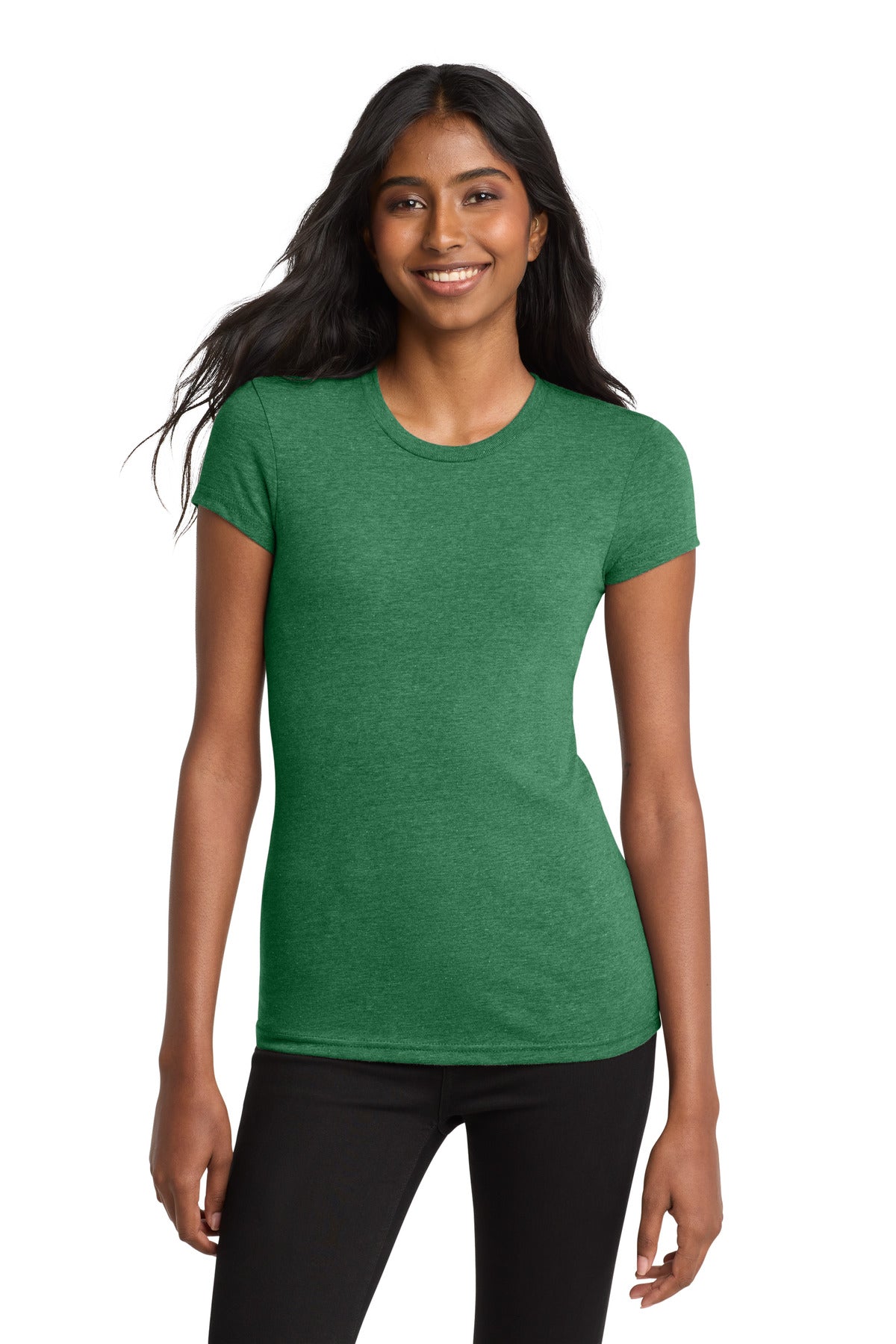 District Women's Fitted Very Important Tee. DT6001 - Heathered Kelly Green