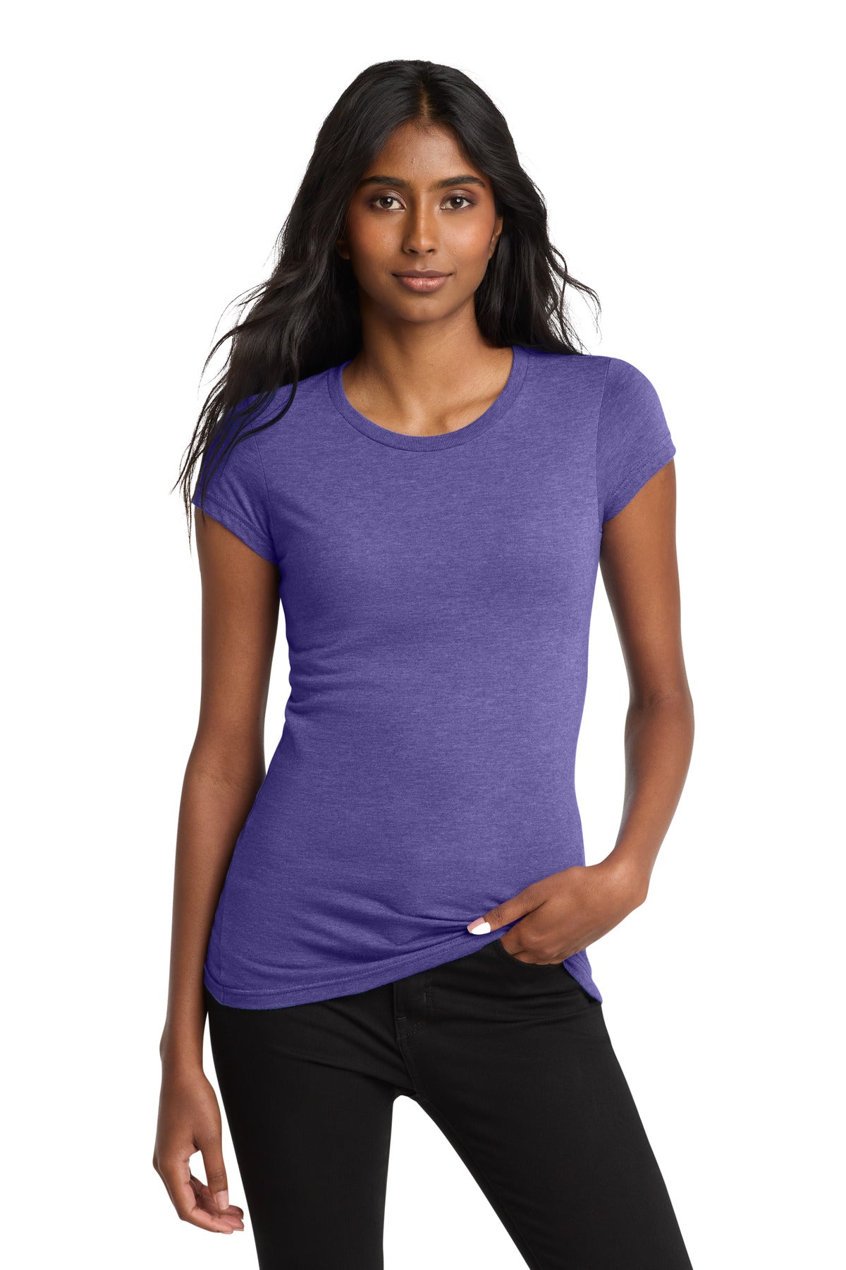 District Women's Fitted Very Important Tee. DT6001 - Heathered Purple