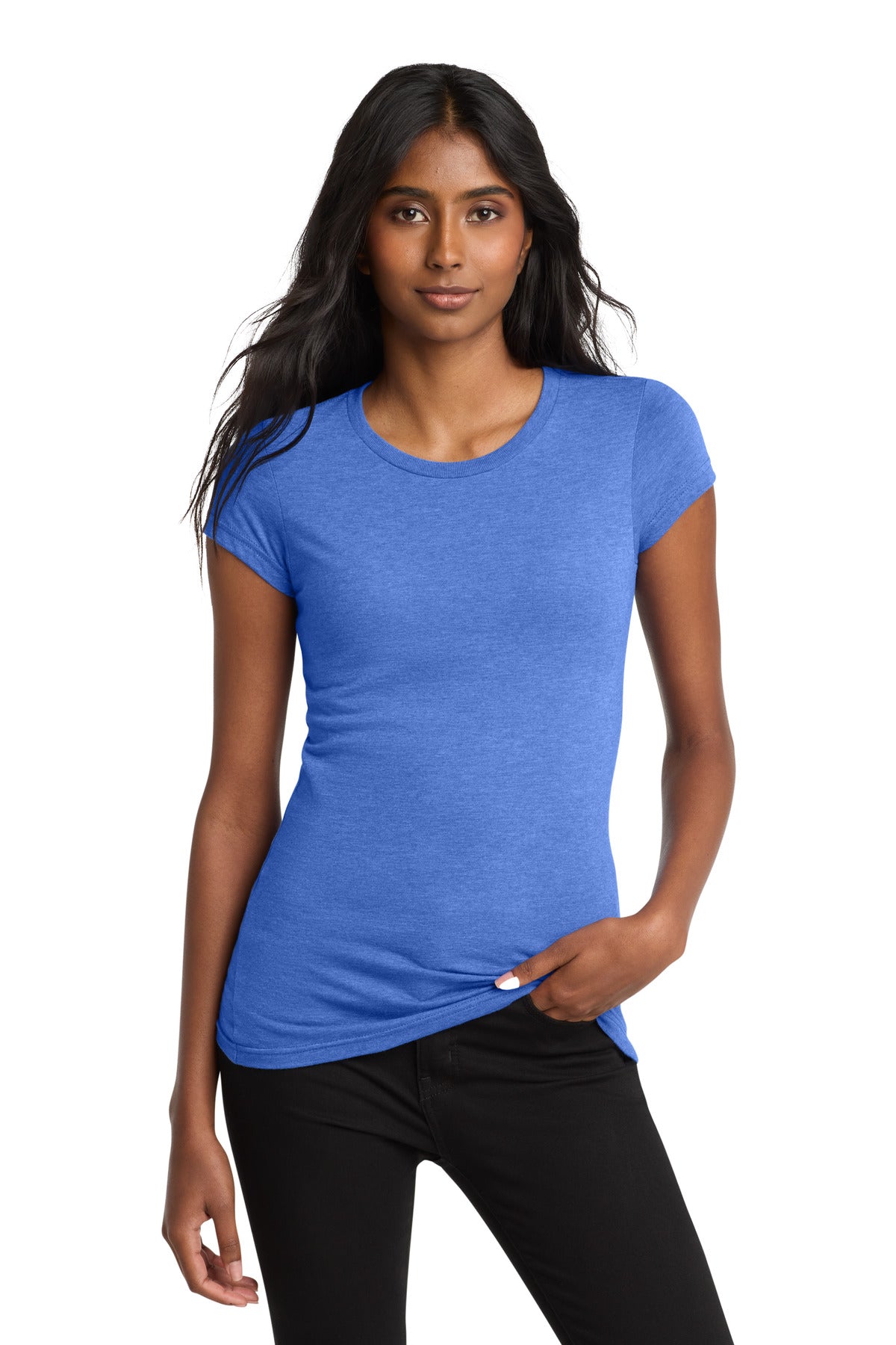 District Women's Fitted Very Important Tee. DT6001 - Heathered Royal