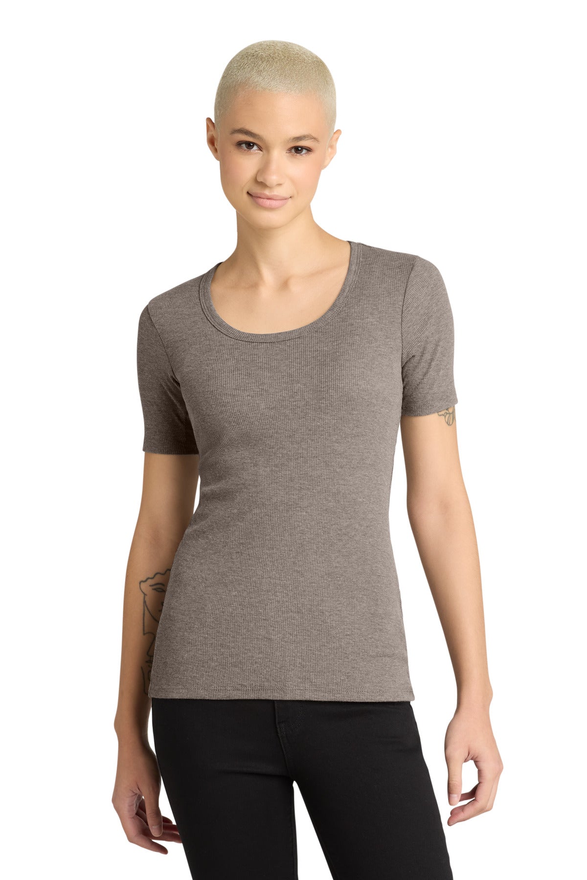 District Women's V.I.T.Rib Scoop Neck Tee DT6020 - Grey Frost