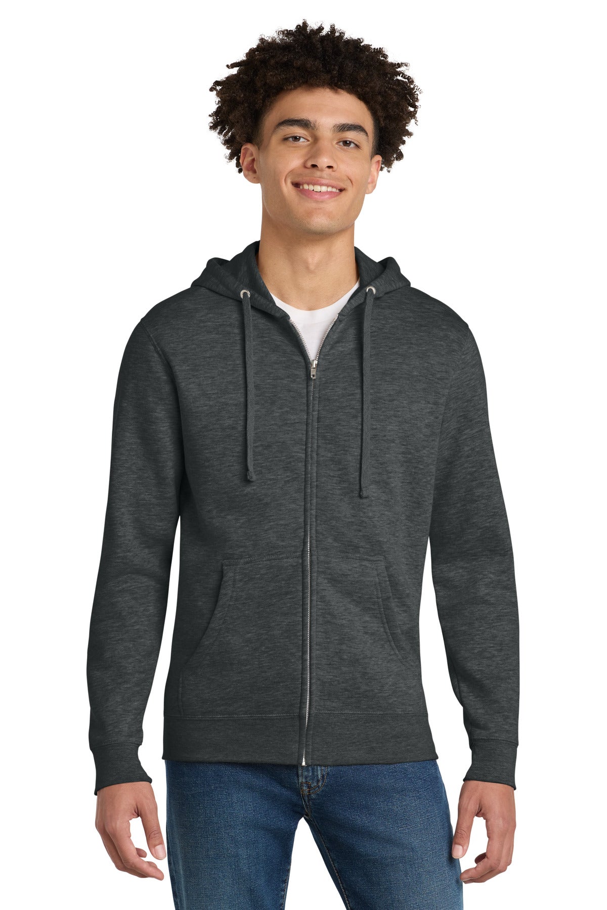 District V.I.T.Fleece Full-Zip Hoodie DT6102 - Heathered Charcoal