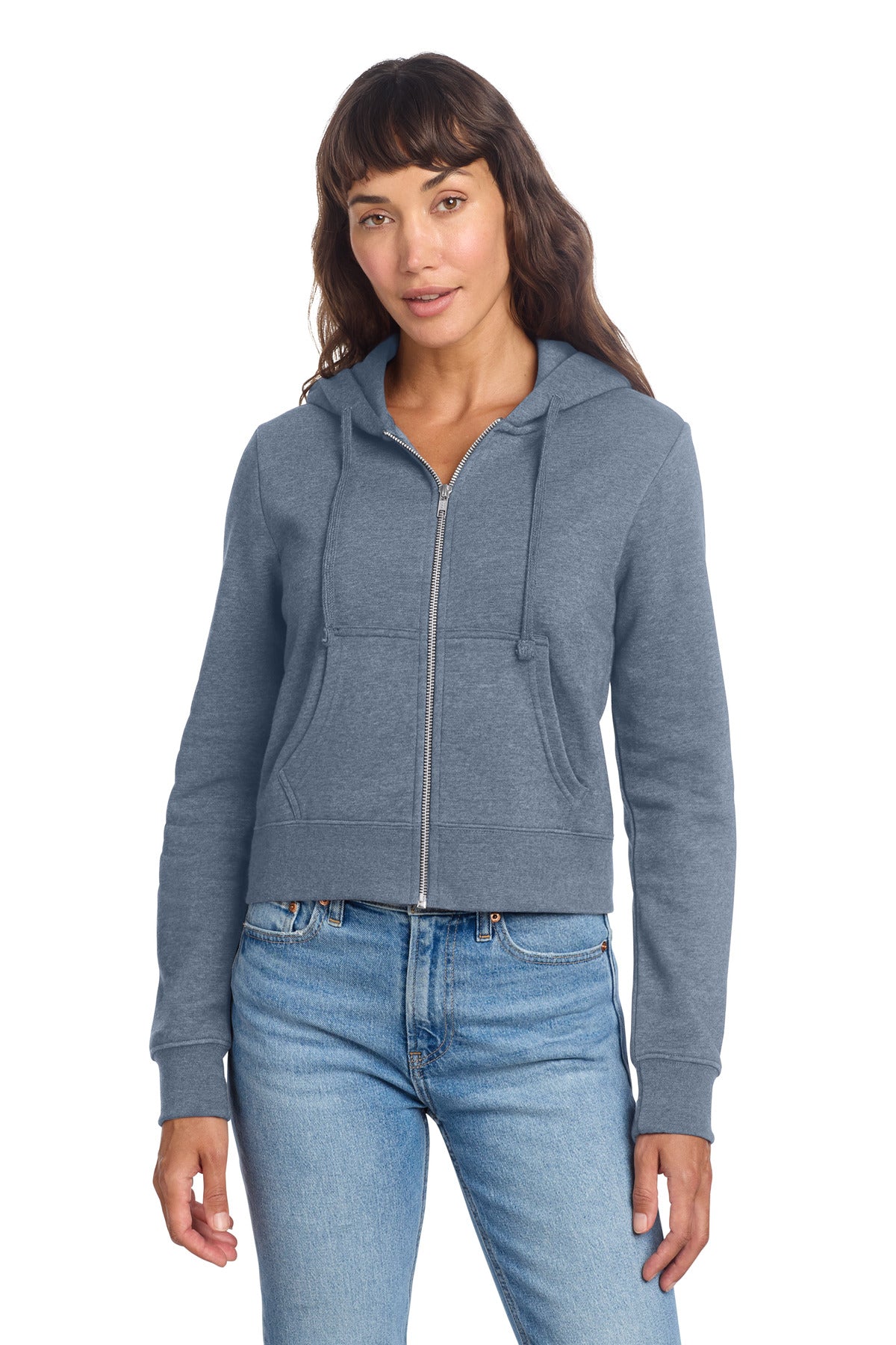 District Women's V.I.T. Fleece Full-Zip Hoodie DT6103 - Flint Blue Heather