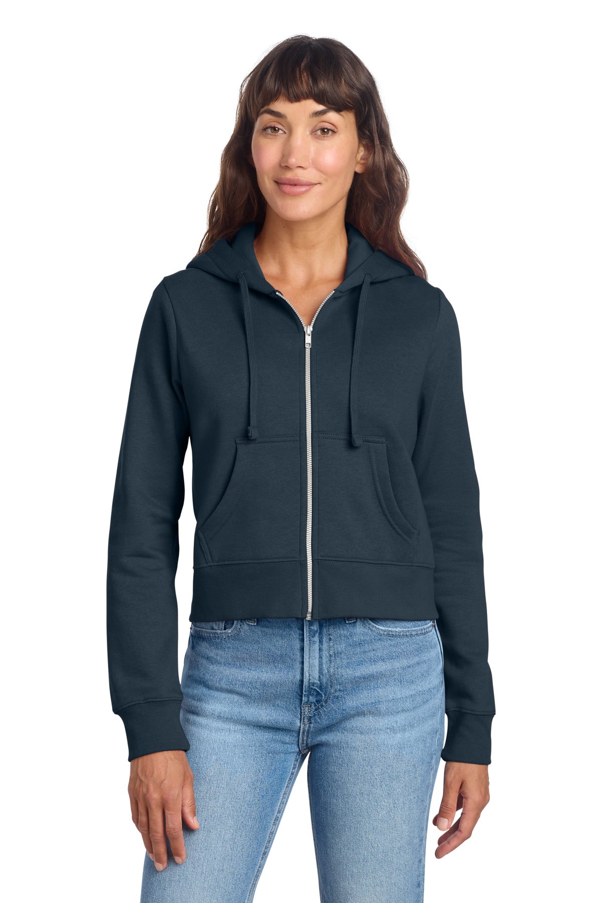 District Women's V.I.T. Fleece Full-Zip Hoodie DT6103 - New Navy