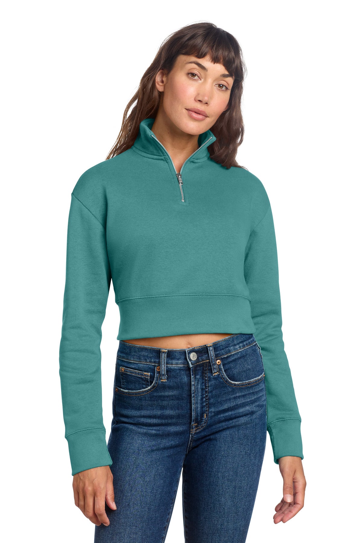 District Women's V.I.T. Fleece 1/2-Zip DT6111 - Eucalyptus Blue