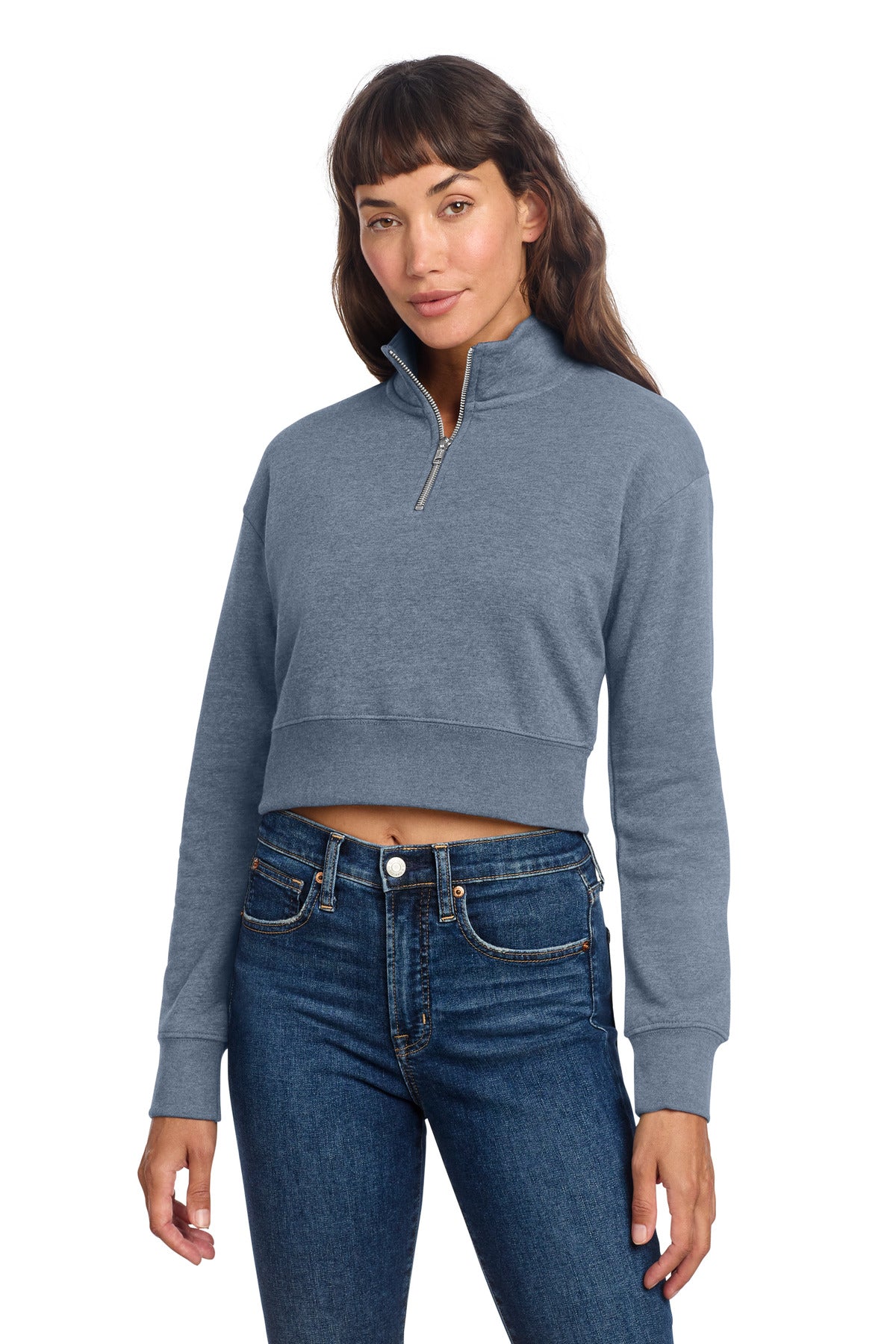 District Women's V.I.T. Fleece 1/2-Zip DT6111 - Flint Blue Heather