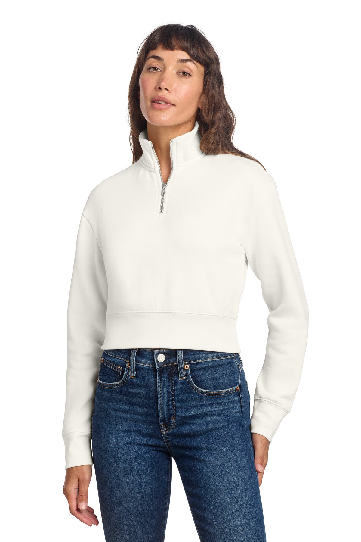 District Women's V.I.T. Fleece 1/2-Zip DT6111 - Gardenia