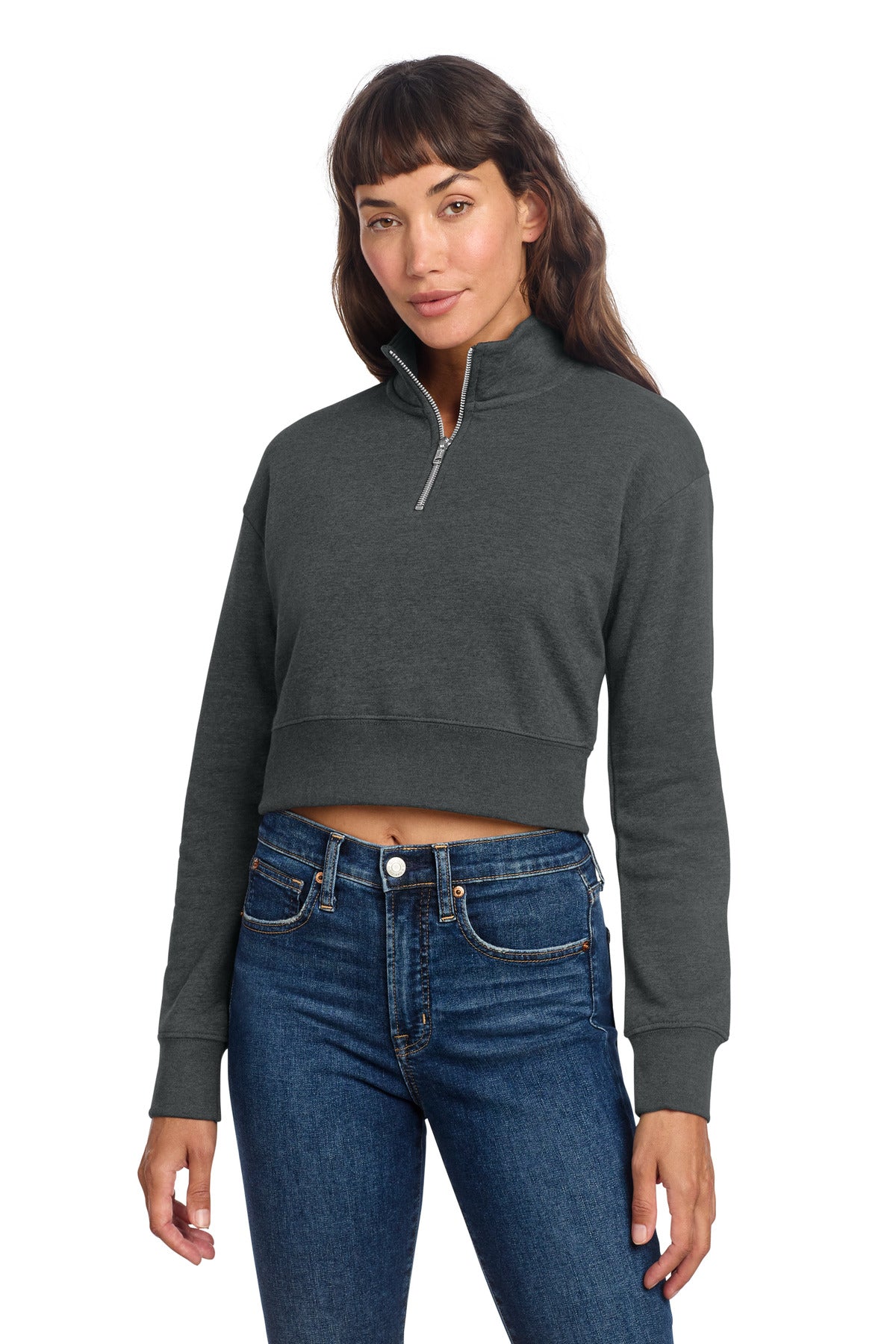 District Women's V.I.T. Fleece 1/2-Zip DT6111 - Heathered Charcoal