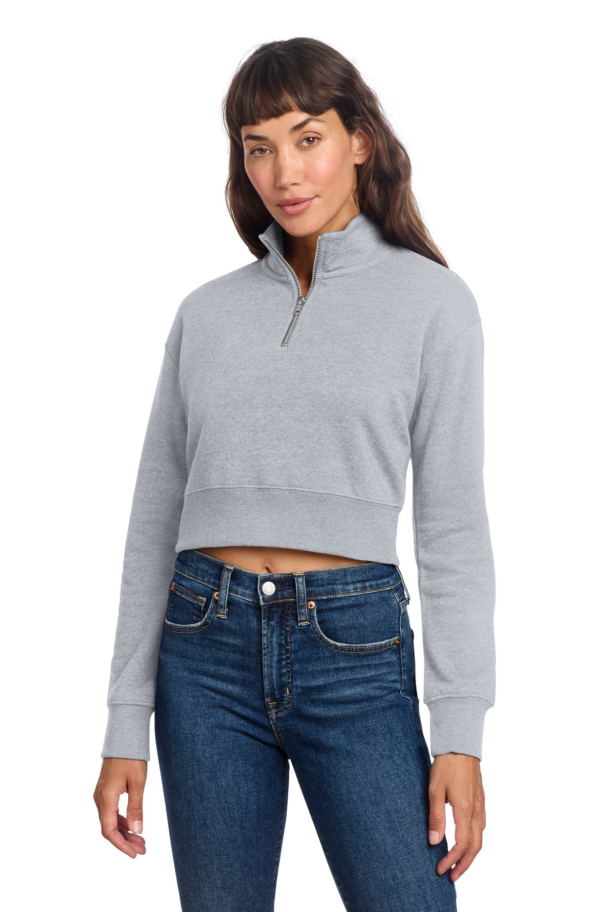 District Women's V.I.T. Fleece 1/2-Zip DT6111 - Light Heather Grey