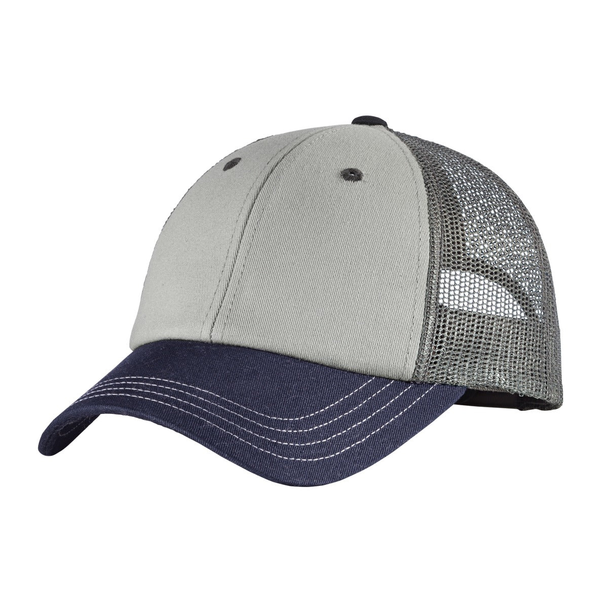 District Tri-Tone Mesh Back Cap DT616 - Chrome/ New Navy/ Charcoal