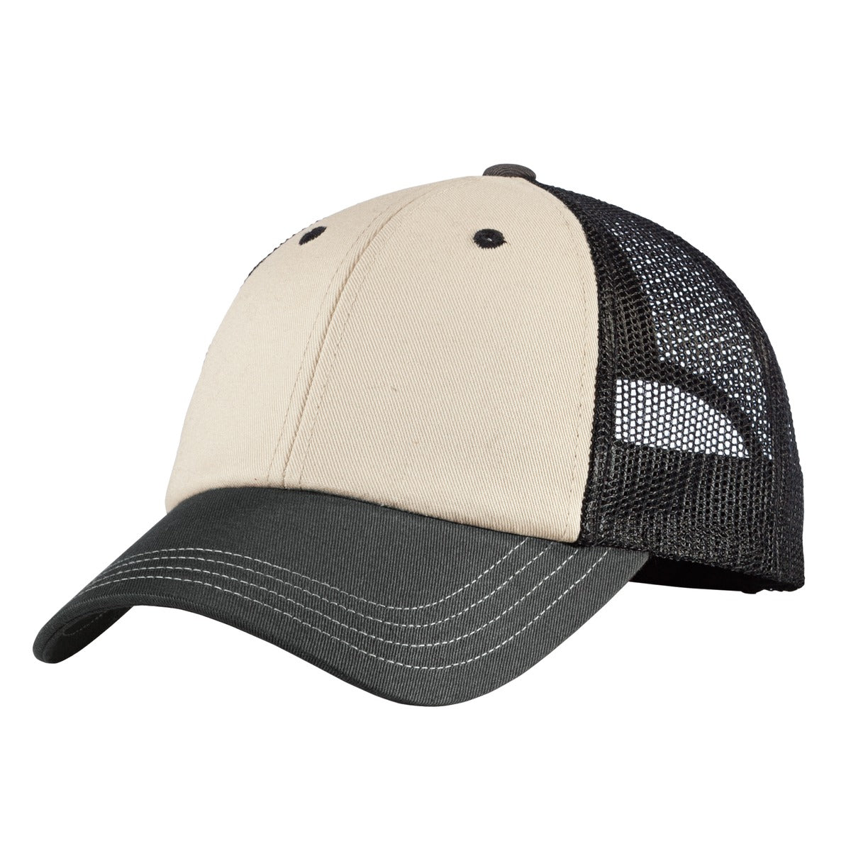District Tri-Tone Mesh Back Cap DT616 - Sandstone/ Charcoal/ Black