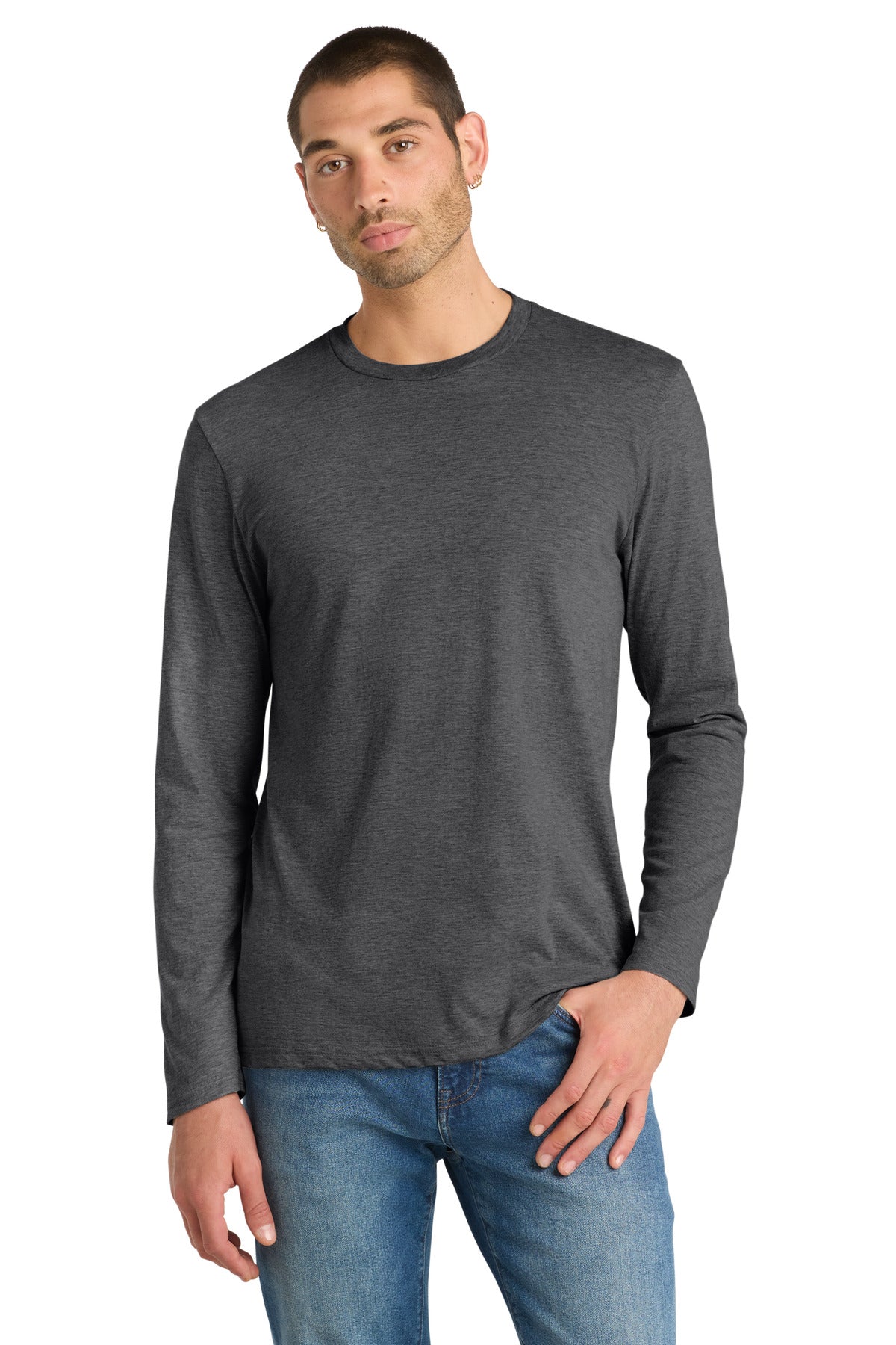 District Very Important Tee Long Sleeve. DT6200 - Heathered Charcoal