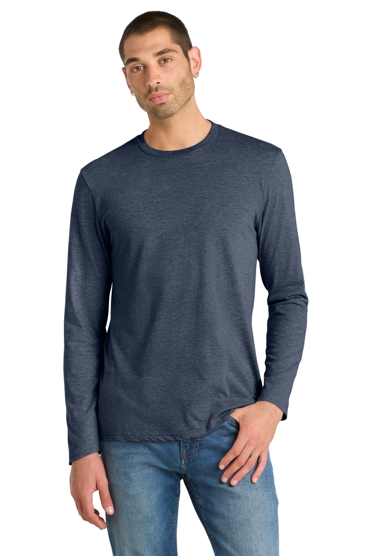 District Very Important Tee Long Sleeve. DT6200 - Heathered Navy