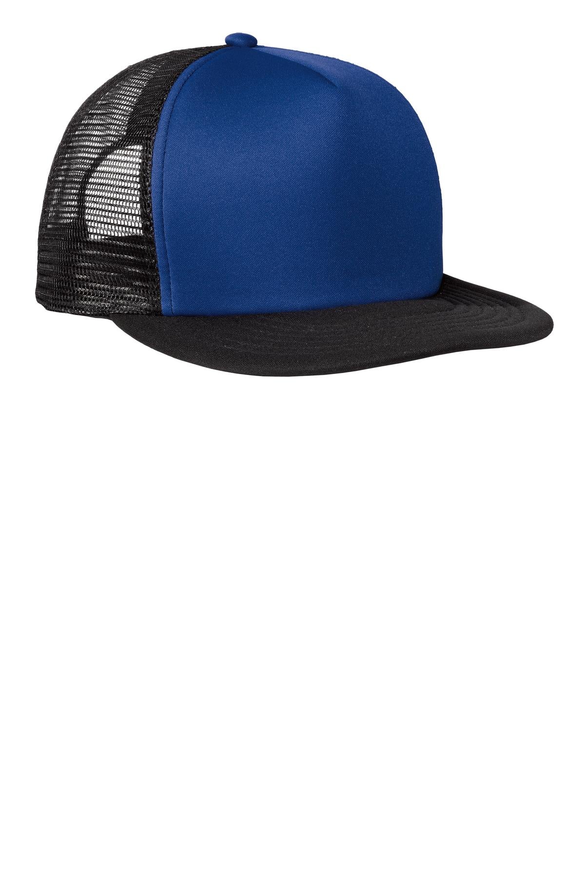 District Flat Bill Snapback Trucker Cap. DT624 - Royal